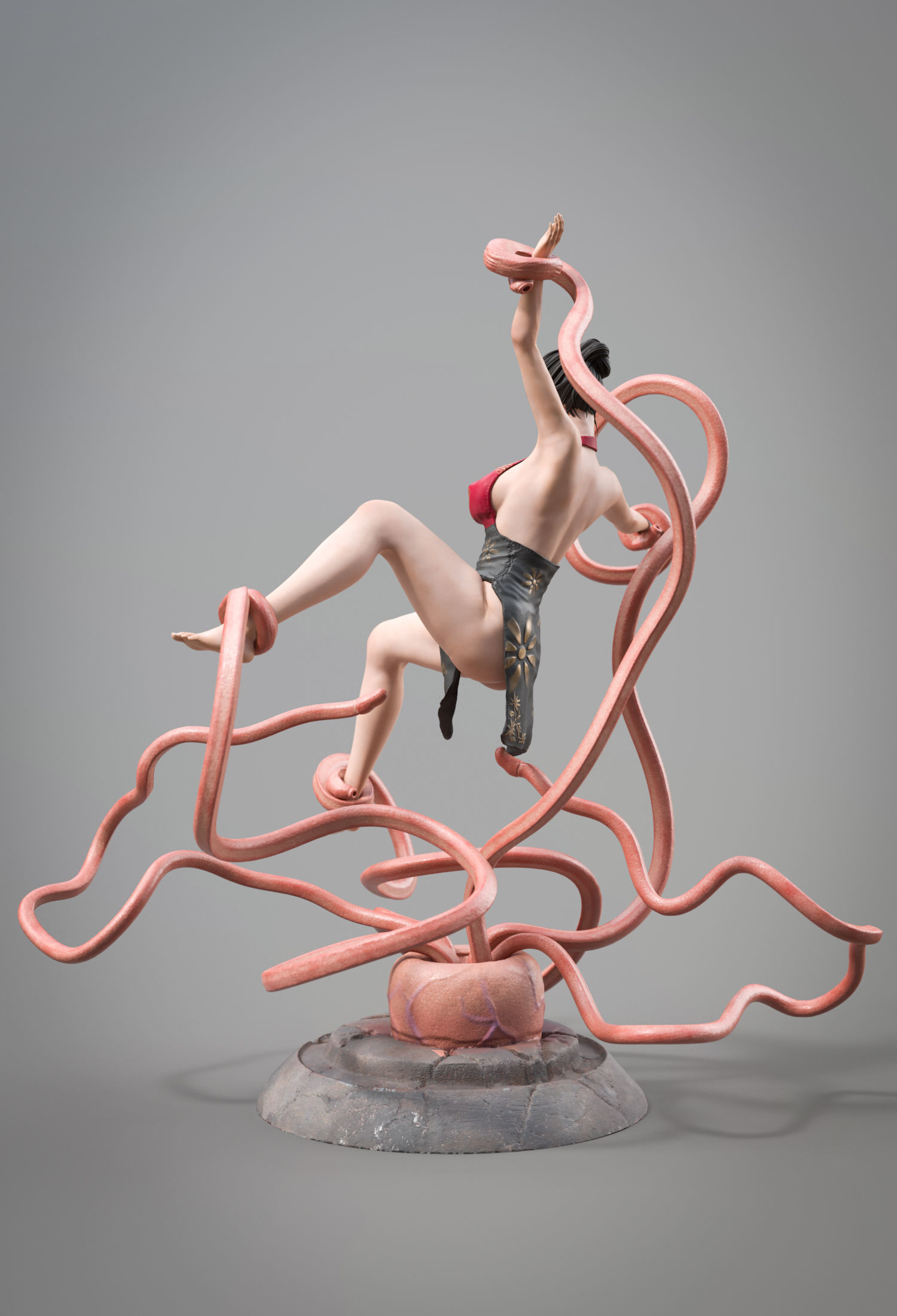 CheongSam Girl vs X machine NSFW 3D print model_6