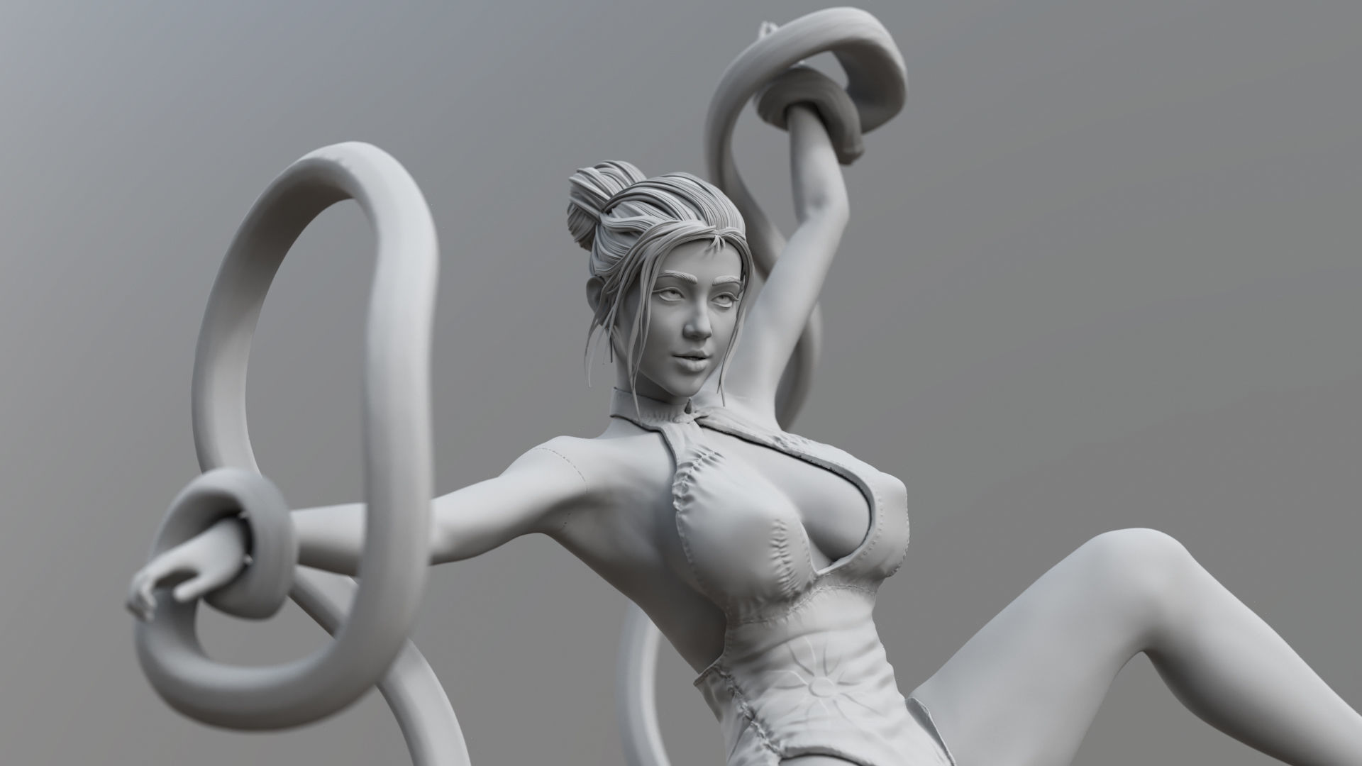 CheongSam Girl vs X machine NSFW 3D print model_25