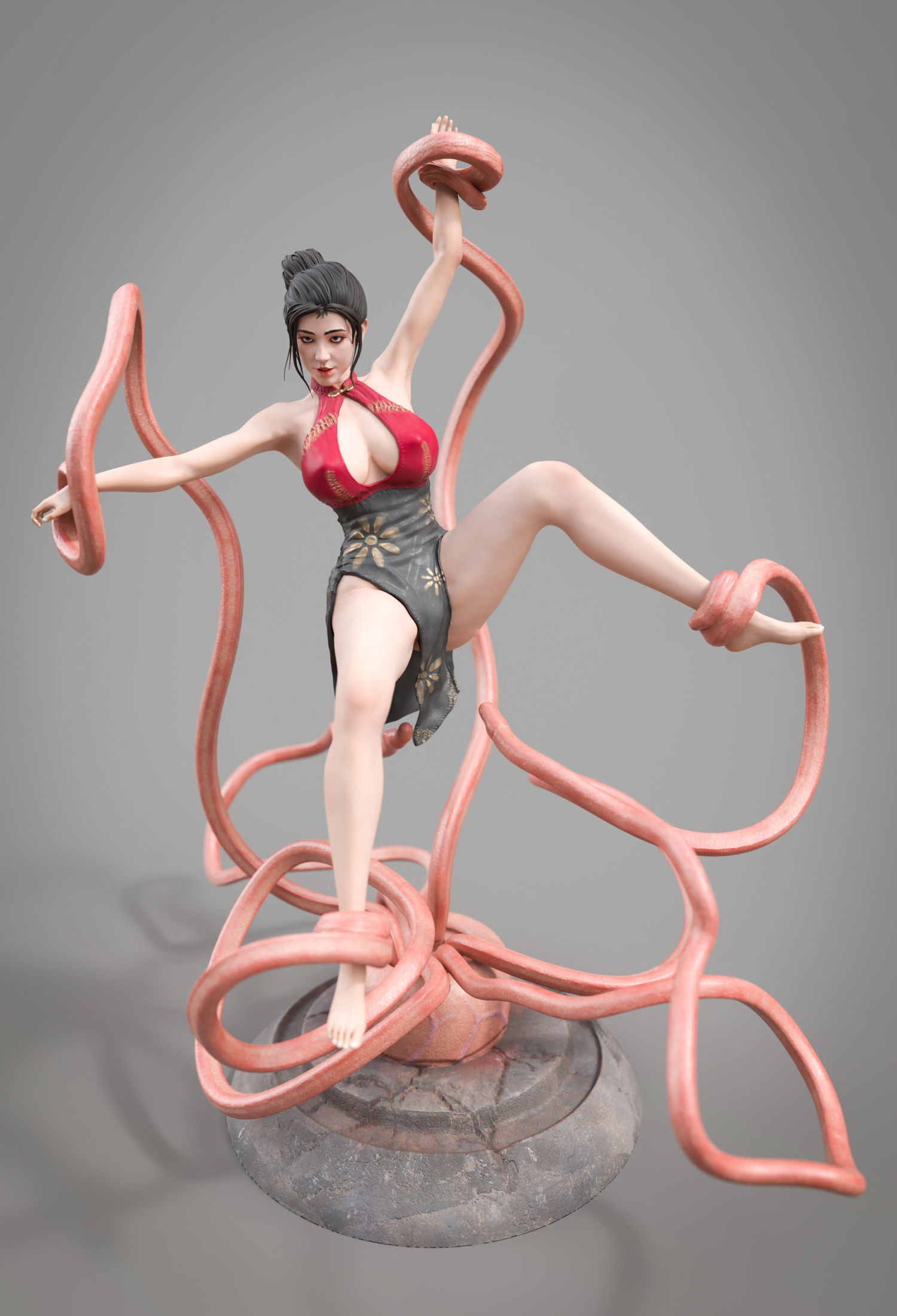 CheongSam Girl vs X machine NSFW 3D print model_2