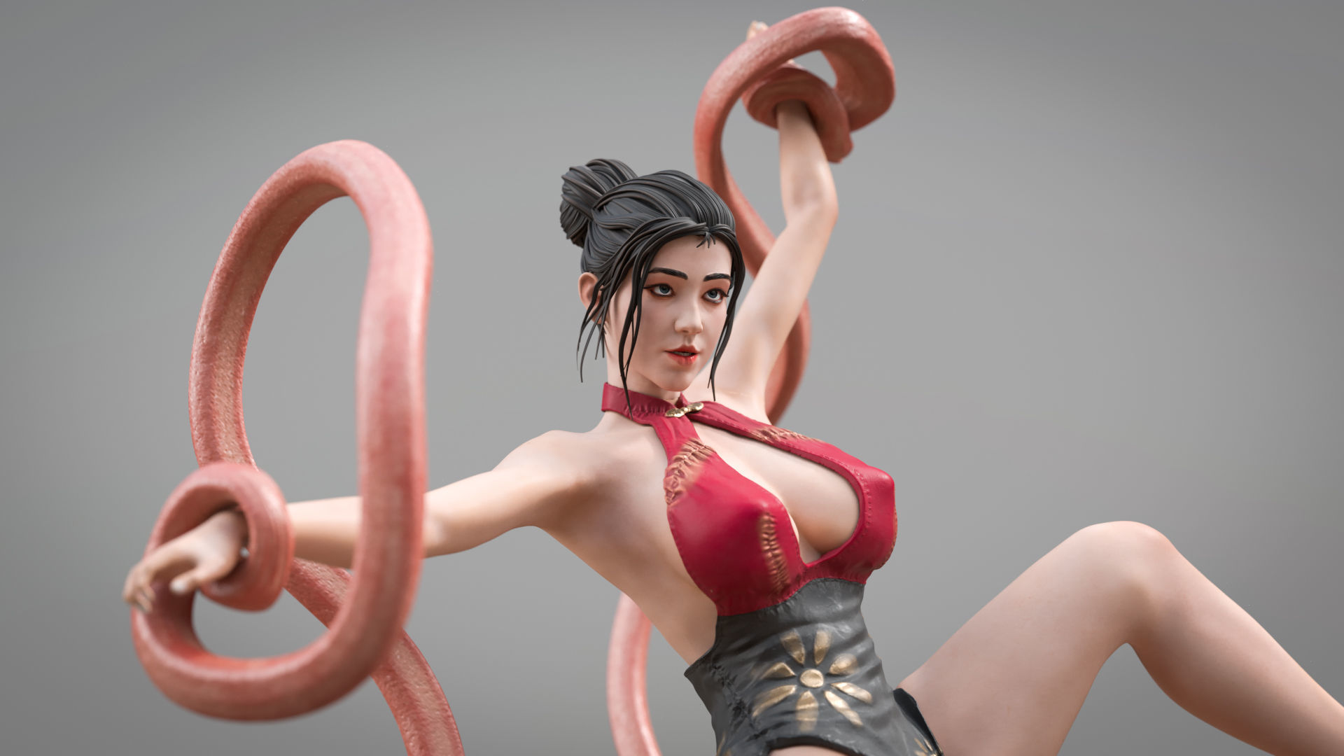 CheongSam Girl vs X machine NSFW 3D print model_3