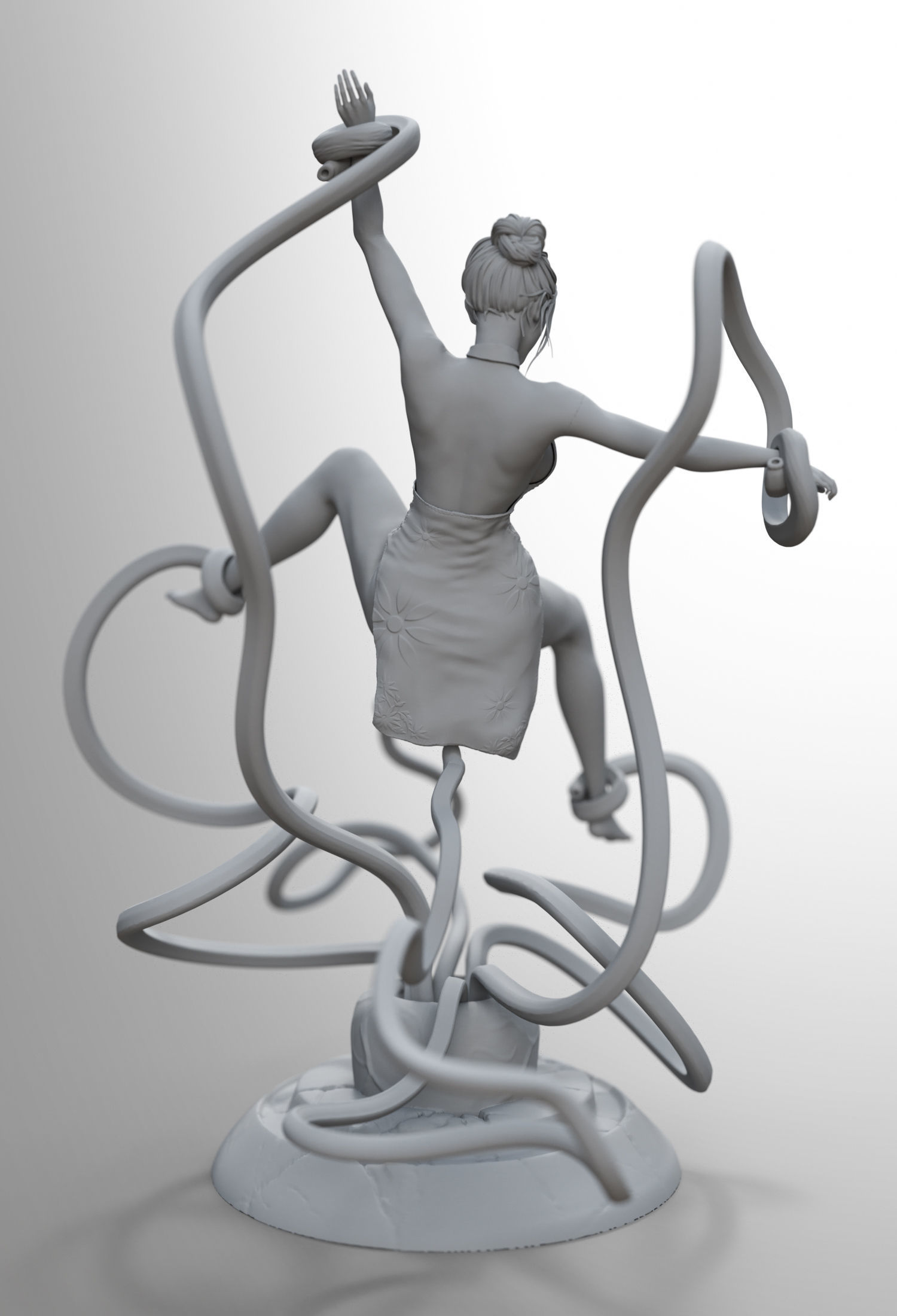 CheongSam Girl vs X machine NSFW 3D print model_29