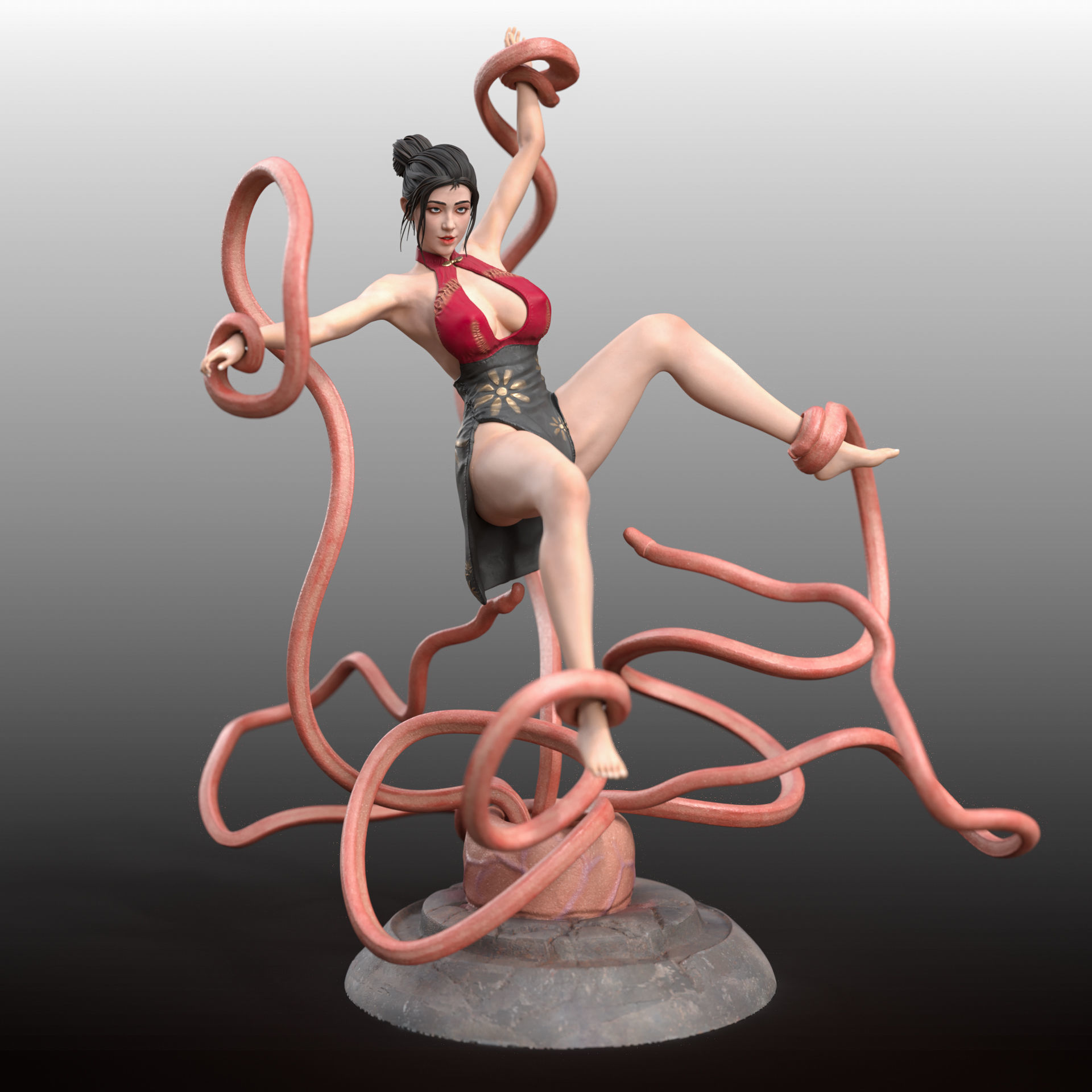 CheongSam Girl vs X machine NSFW 3D print model_37
