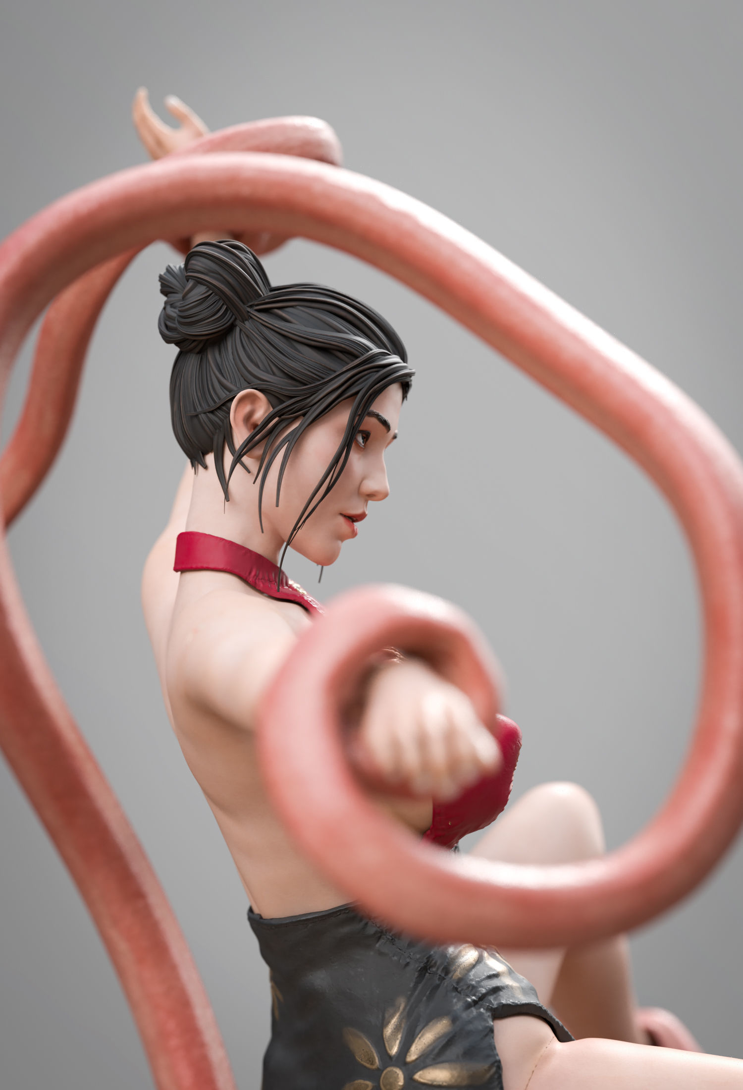 CheongSam Girl vs X machine NSFW 3D print model_4