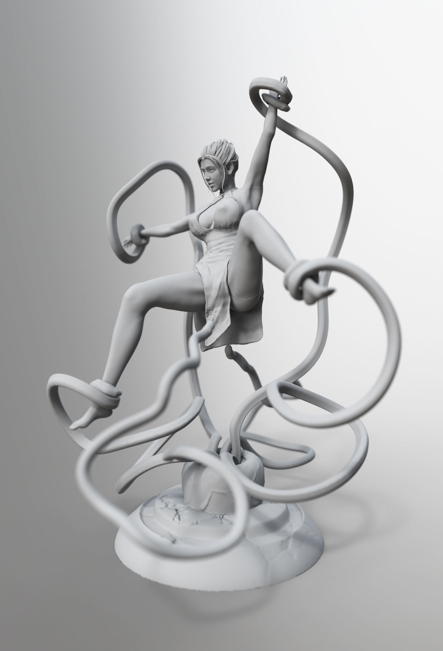 CheongSam Girl vs X machine NSFW 3D print model_15