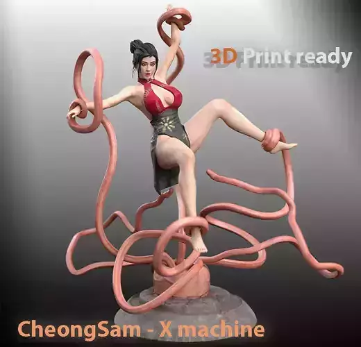 CheongSam Girl vs X machine NSFW 3D print model