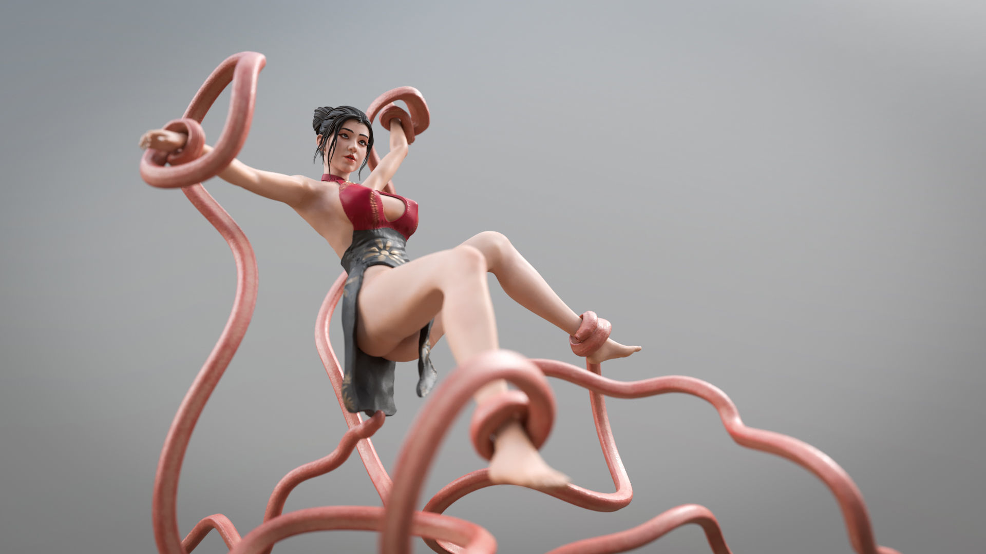 CheongSam Girl vs X machine NSFW 3D print model_16