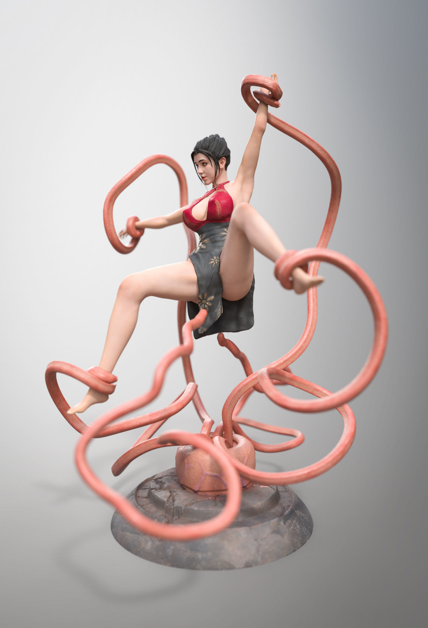 CheongSam Girl vs X machine NSFW 3D print model_20