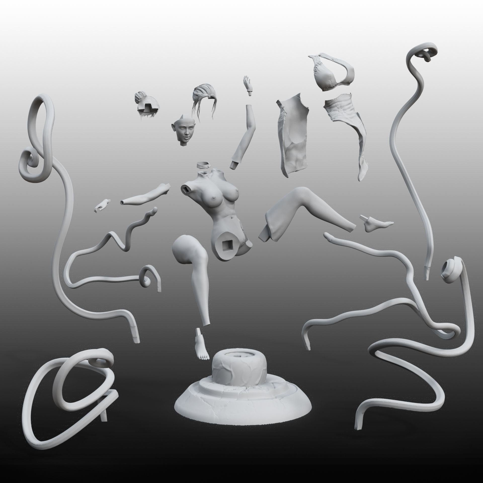 CheongSam Girl vs X machine NSFW 3D print model_8