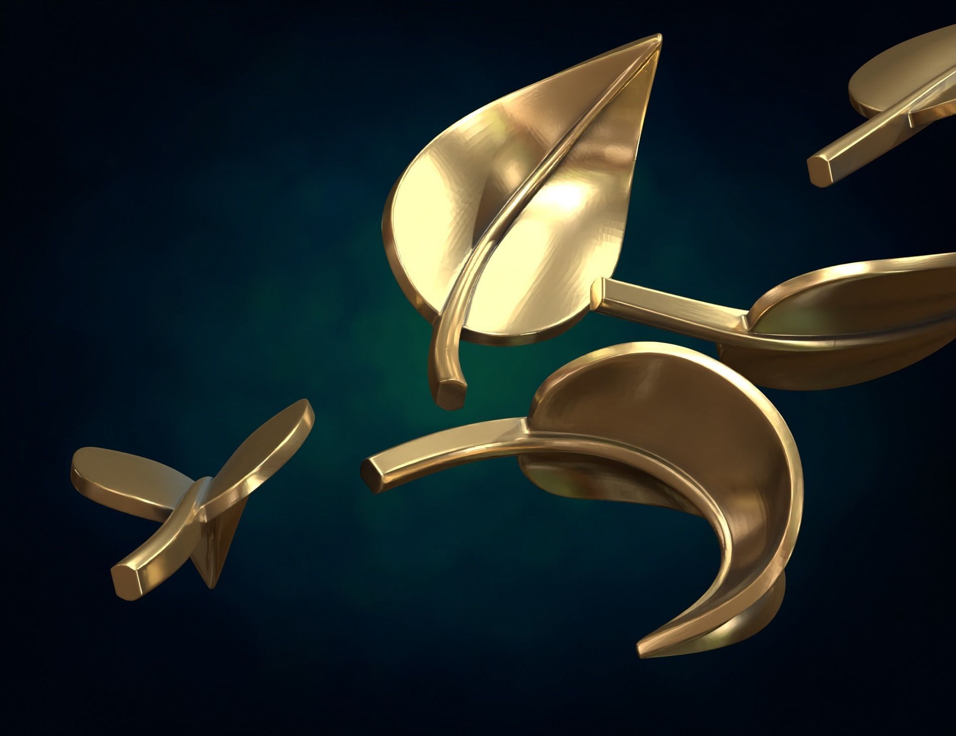 Five Leaves 3D print model_9