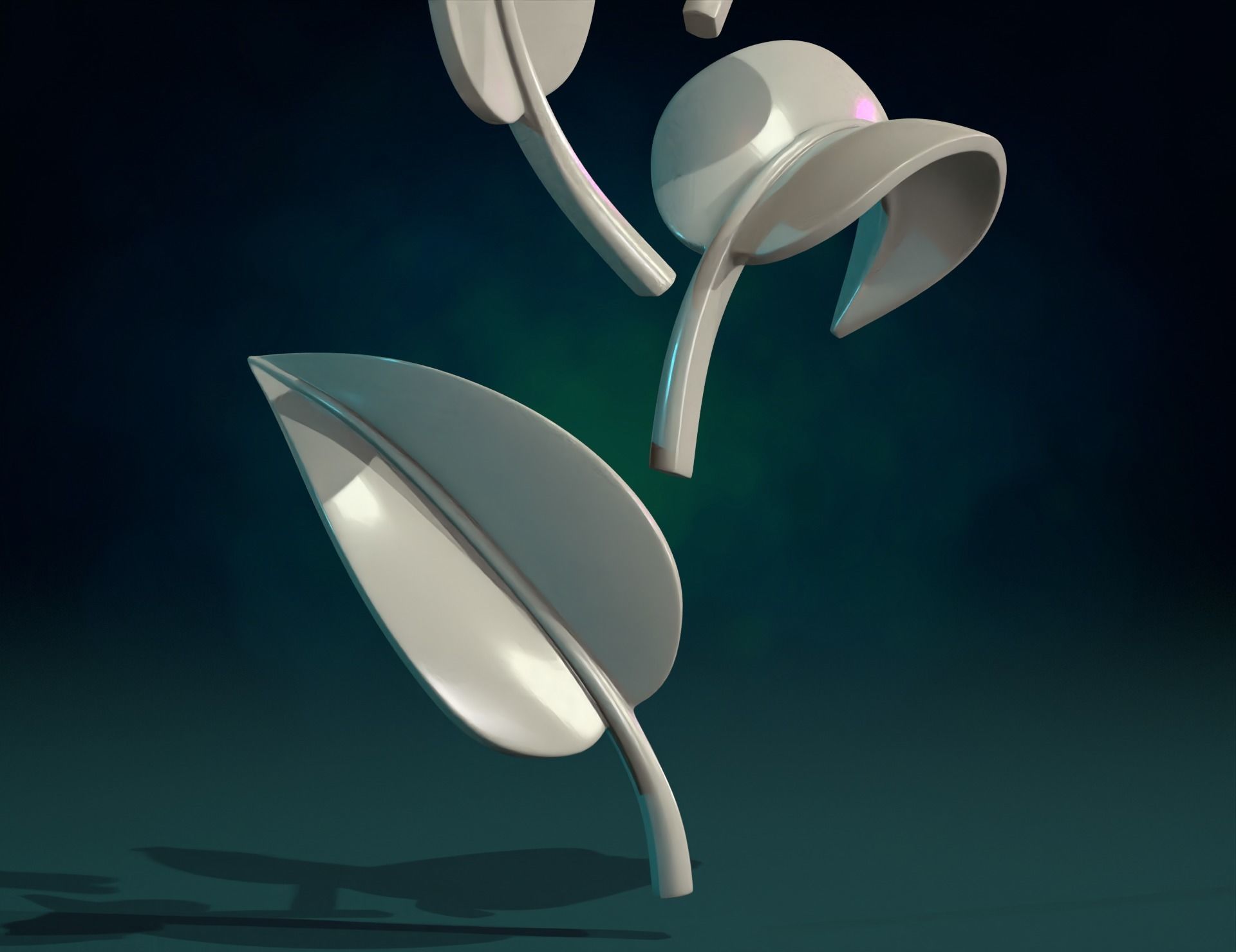 Five Leaves 3D print model_5