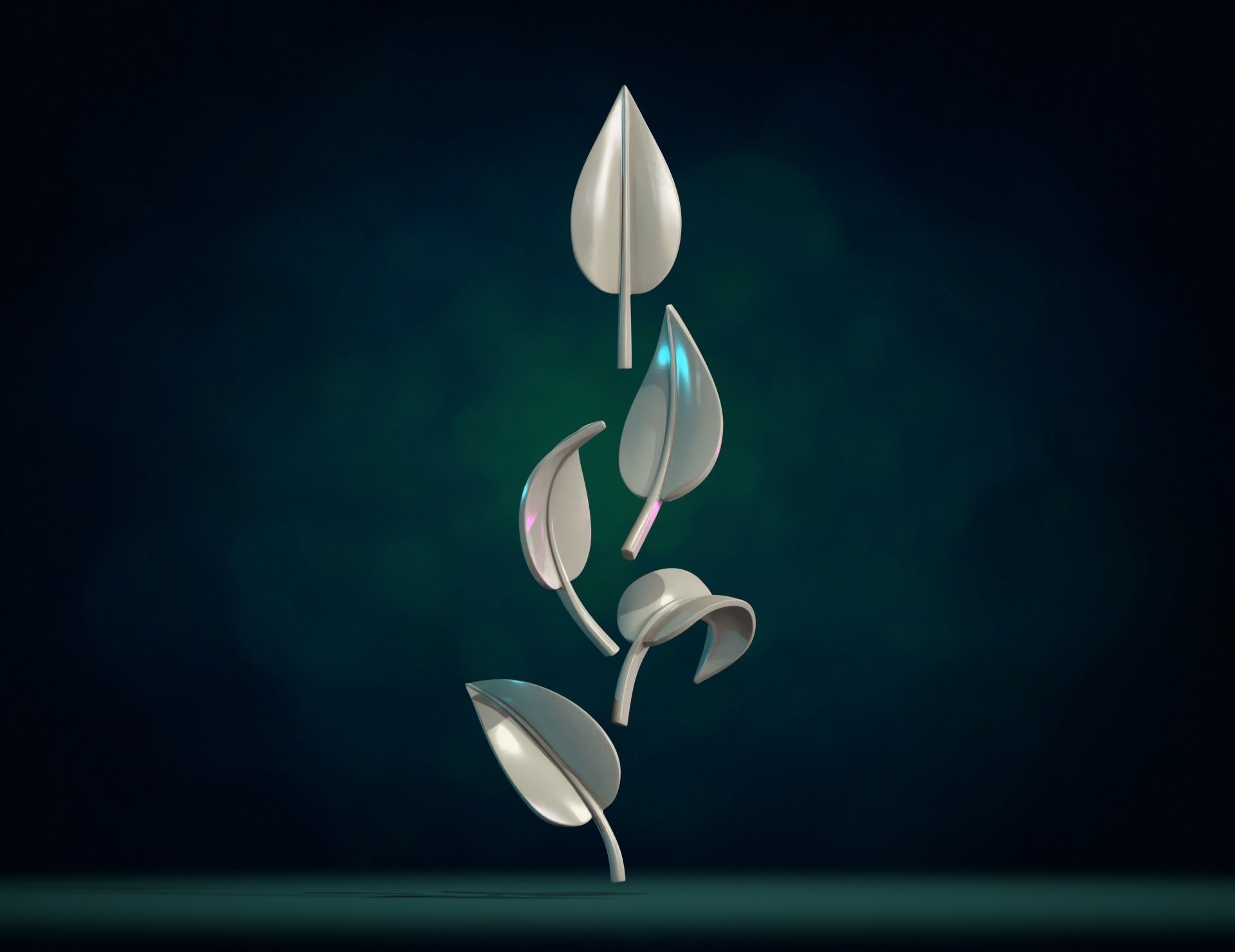 Five Leaves 3D print model_4