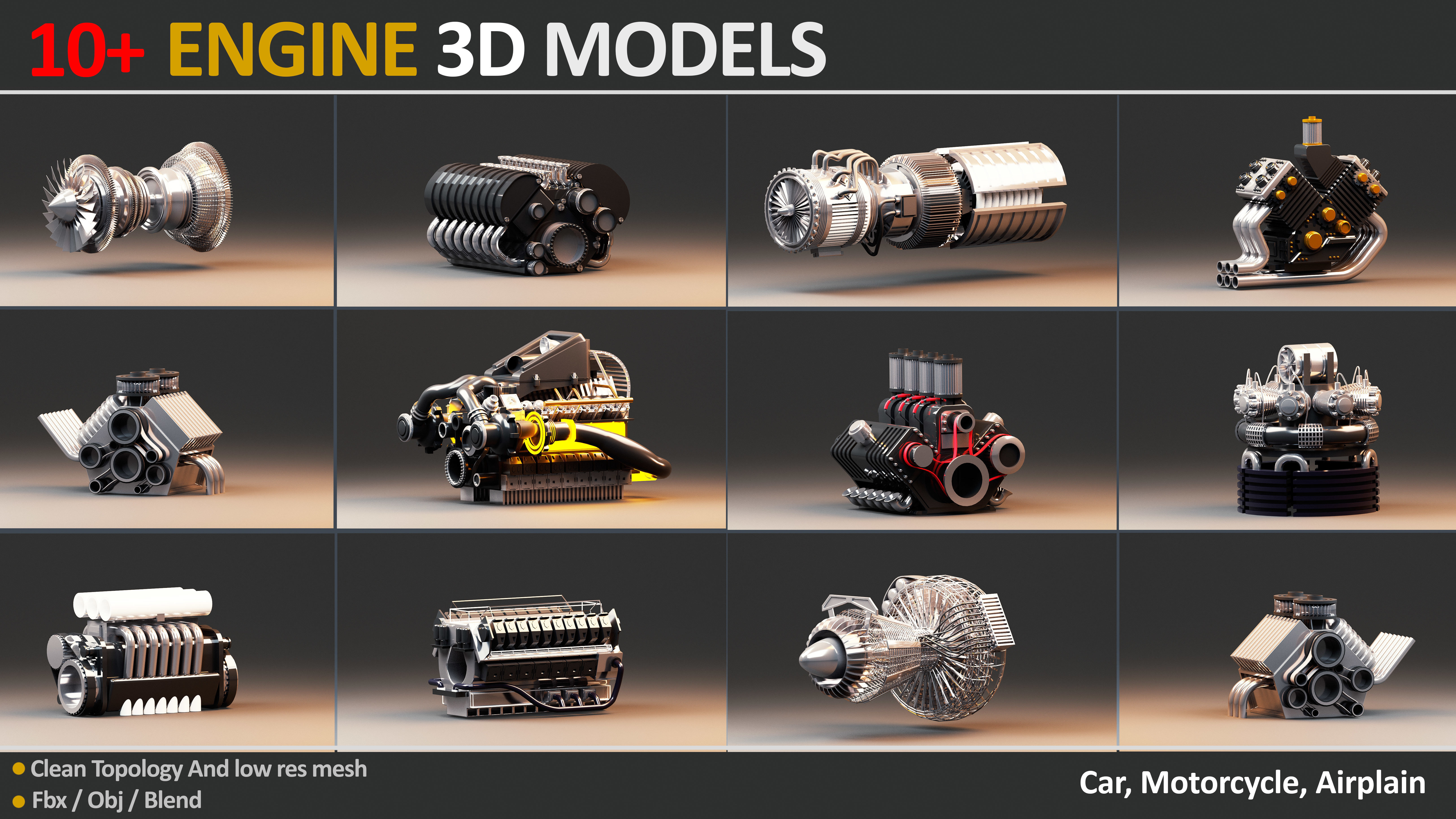 11 JEFF STUDIO ENGINE 3D MODELS Low-poly 3D model_1
