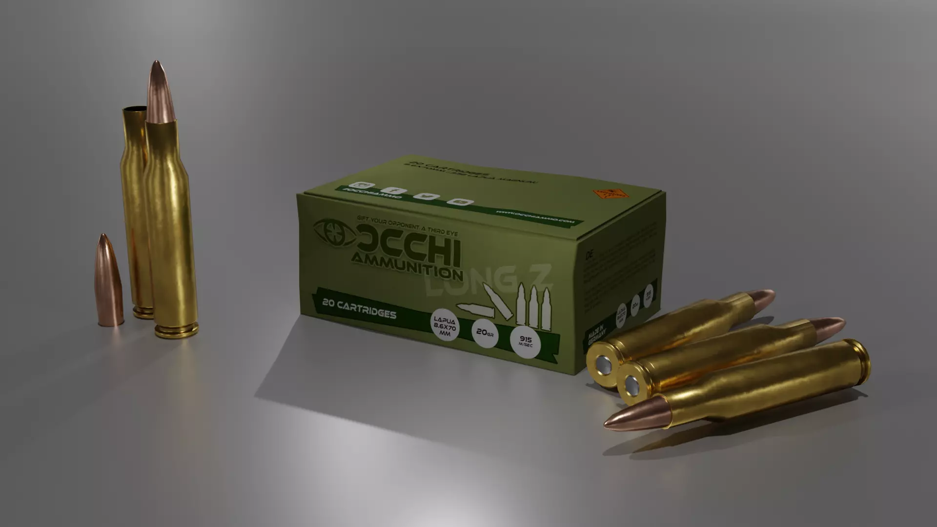 338 Lapua Magnum Ammo and Ammobox 3D model_0