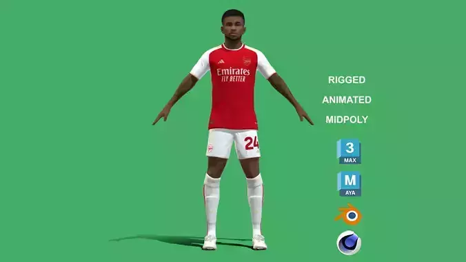 3D Rigged Reiss Nelson EPL 2024 3D model