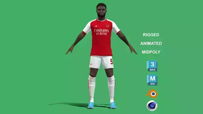 3D Rigged Thomas Partey EPL 2024 3D model