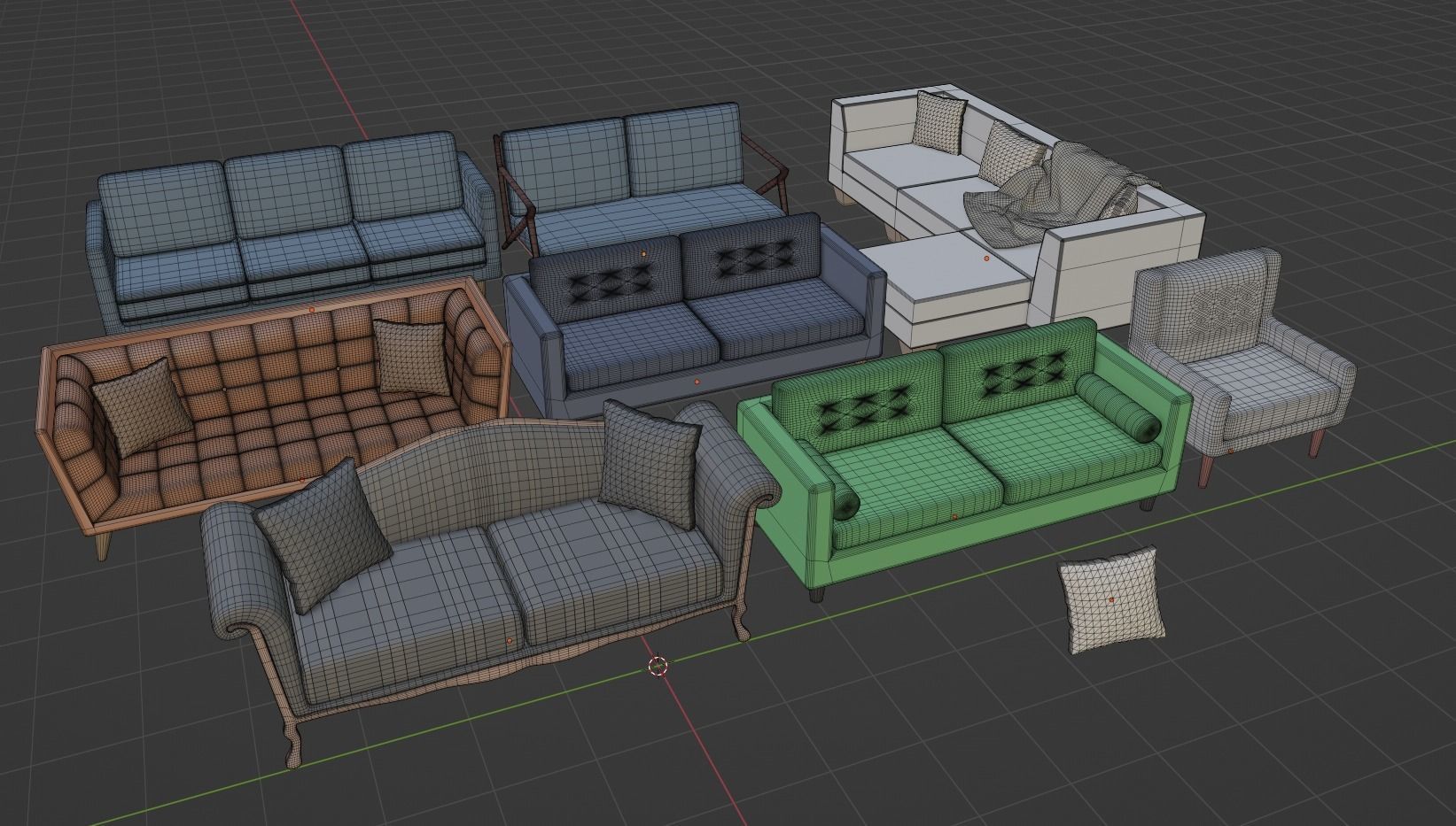 Assorted Sofa Couch Pack 3D model_2