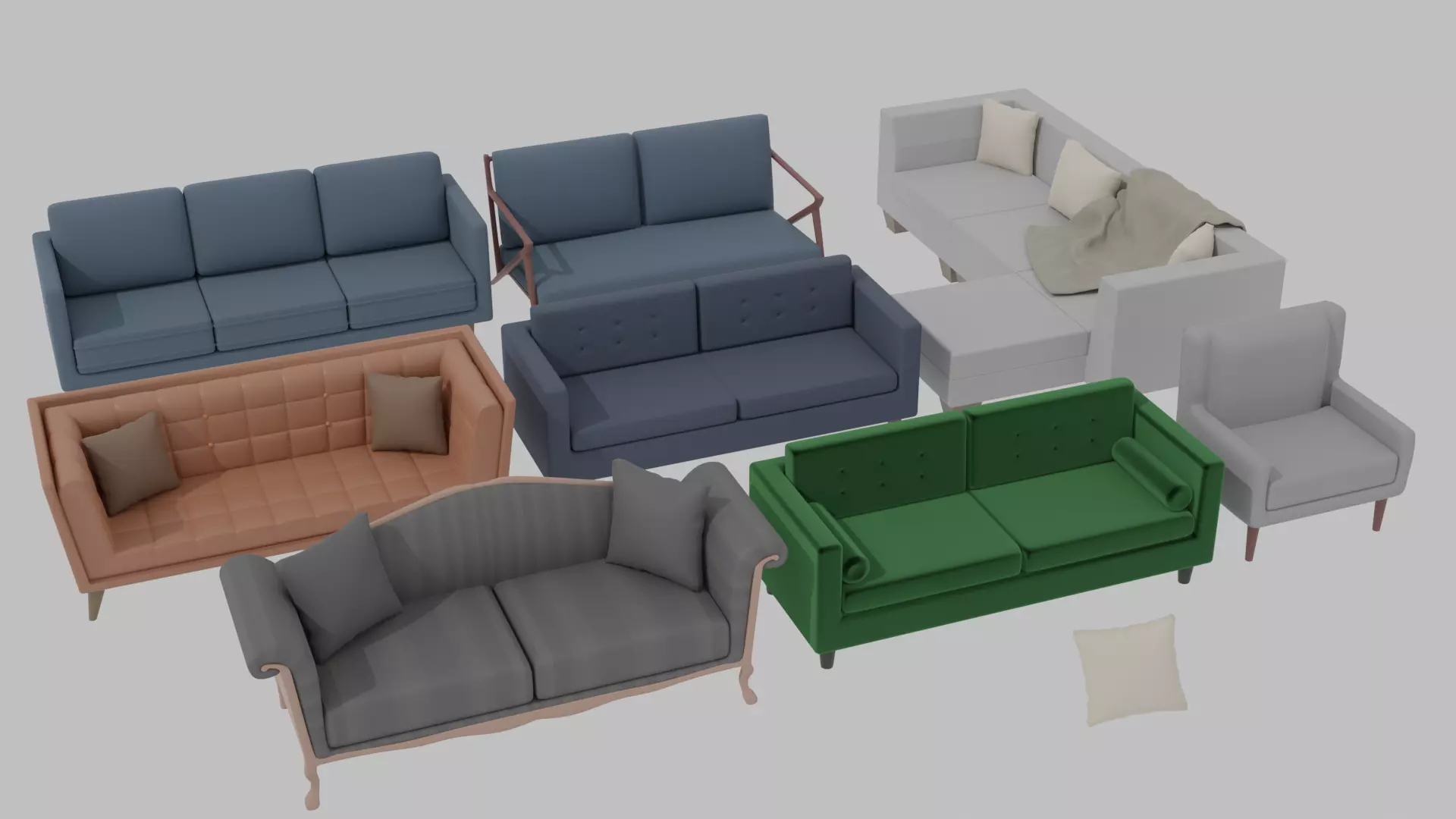 Assorted Sofa Couch Pack 3D model_0