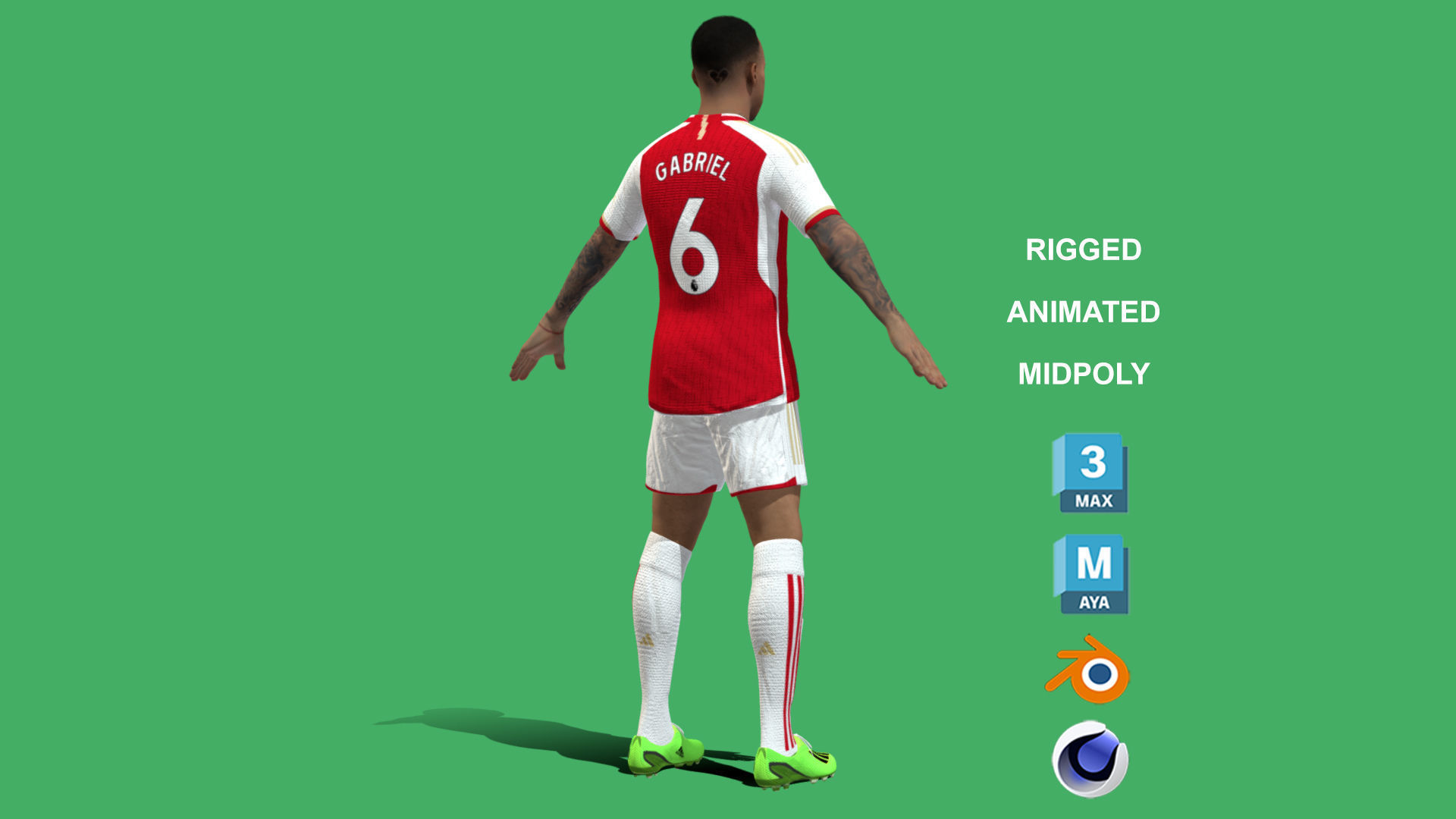 3D Rigged Gabriel Magalhaes EPL 2024 3D model_8