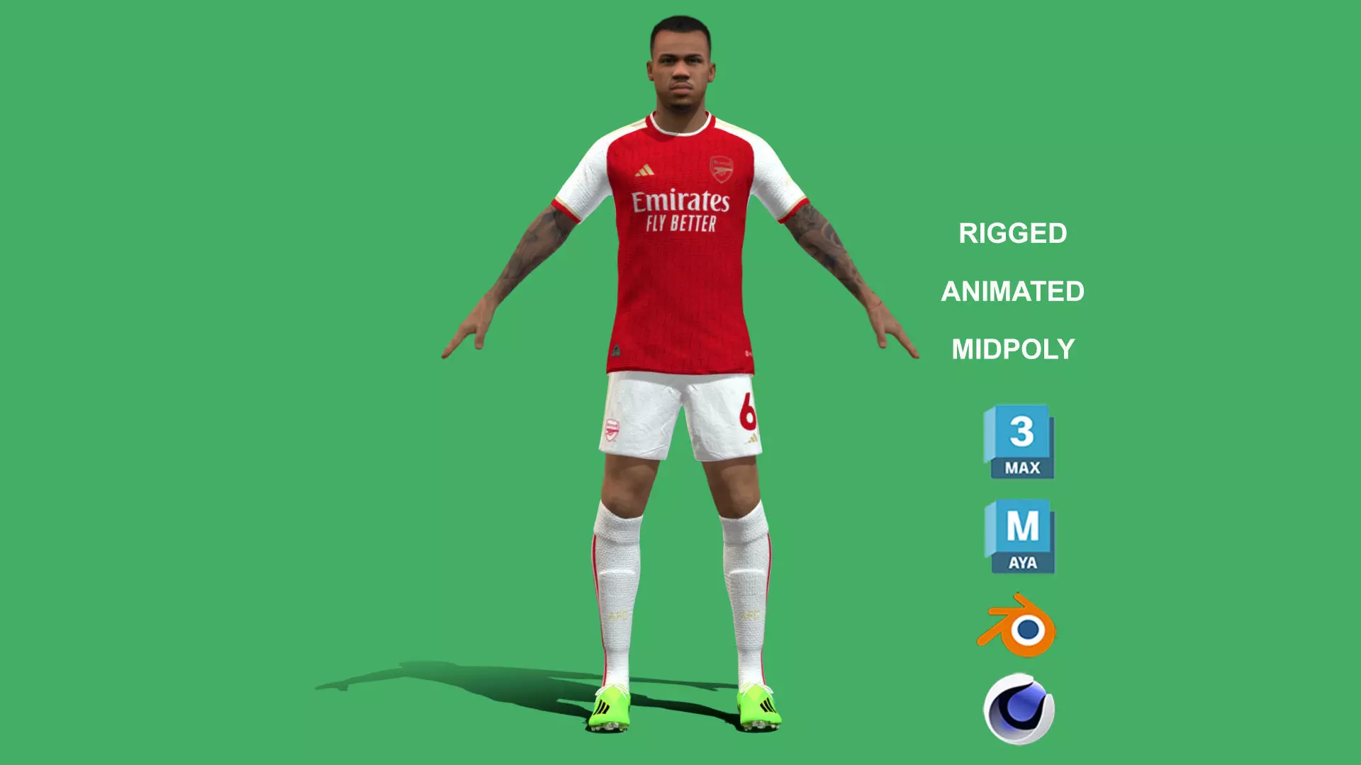 3D Rigged Gabriel Magalhaes EPL 2024 3D model_0