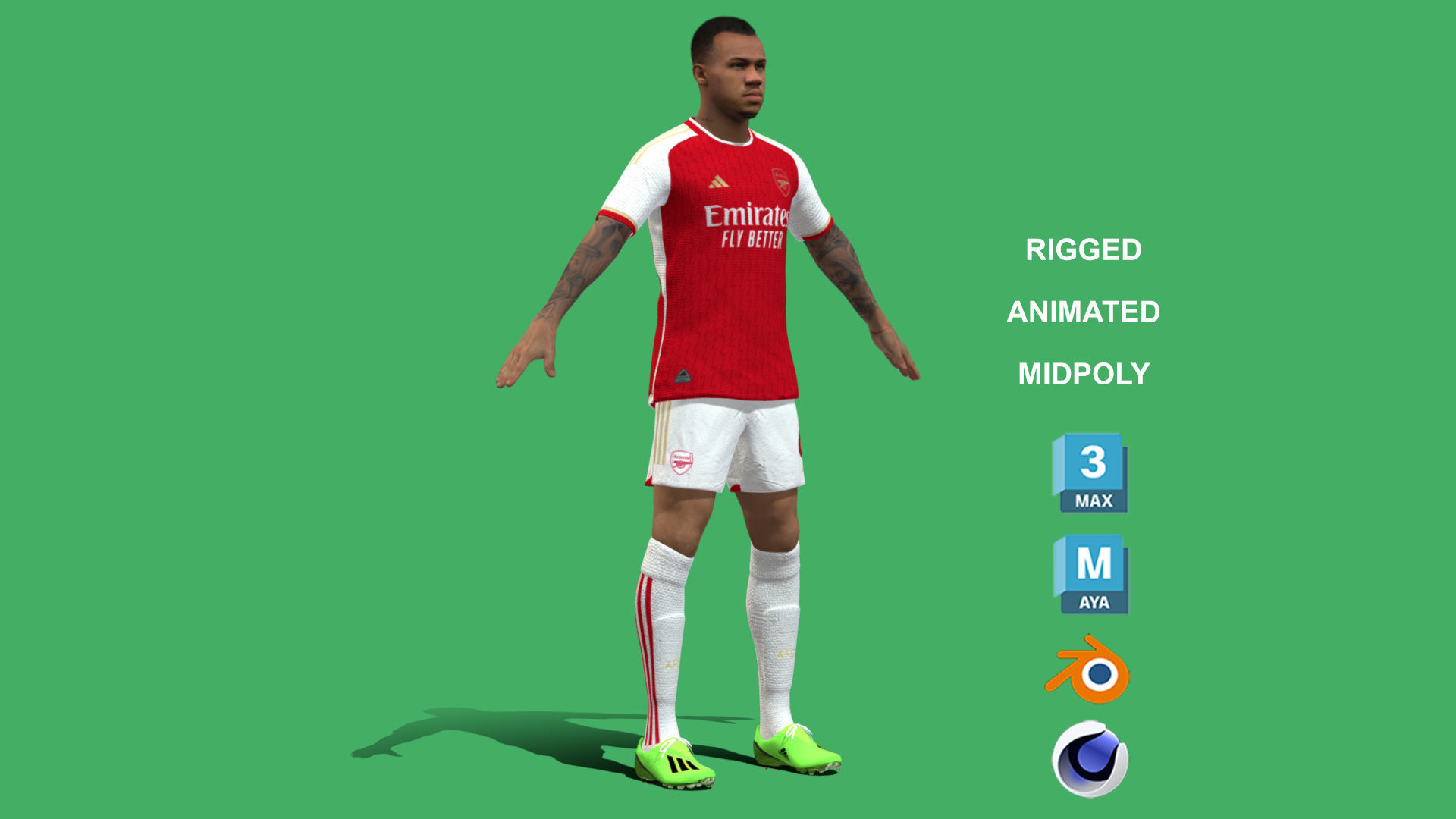 3D Rigged Gabriel Magalhaes EPL 2024 3D model_6