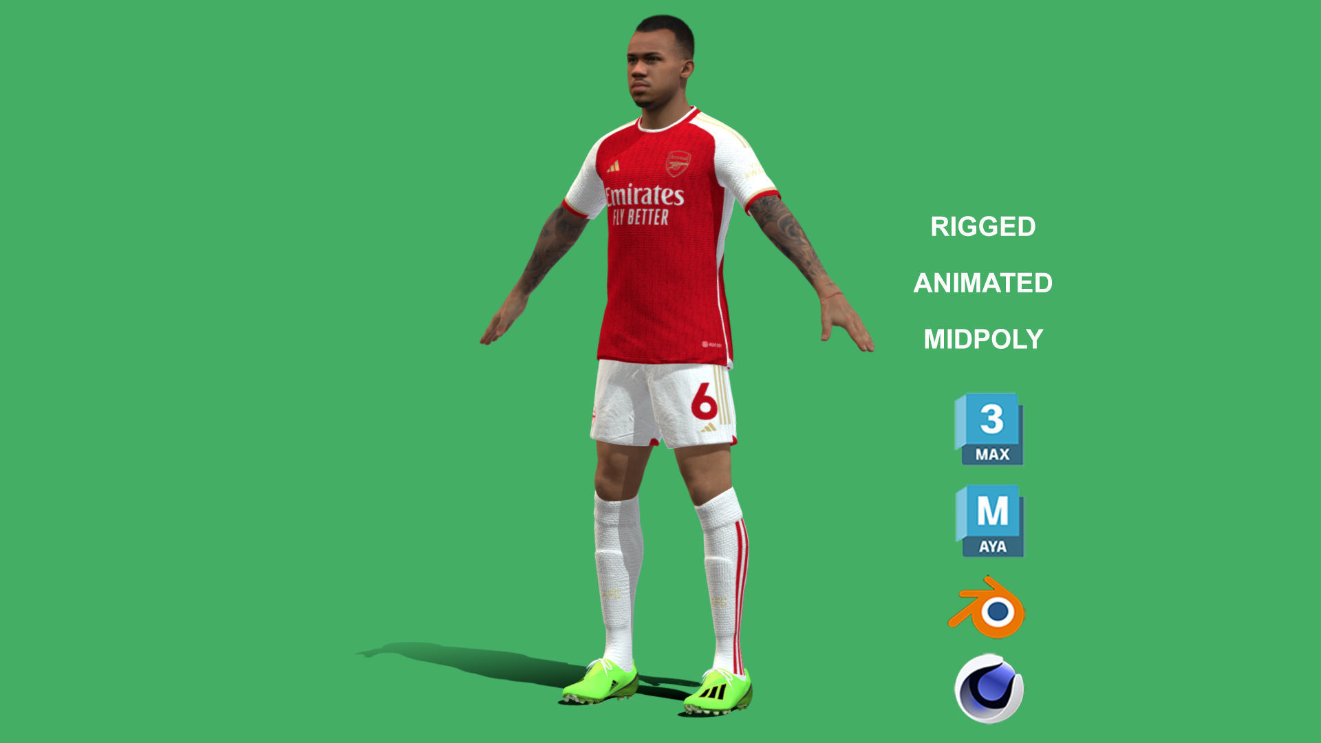 3D Rigged Gabriel Magalhaes EPL 2024 3D model_12