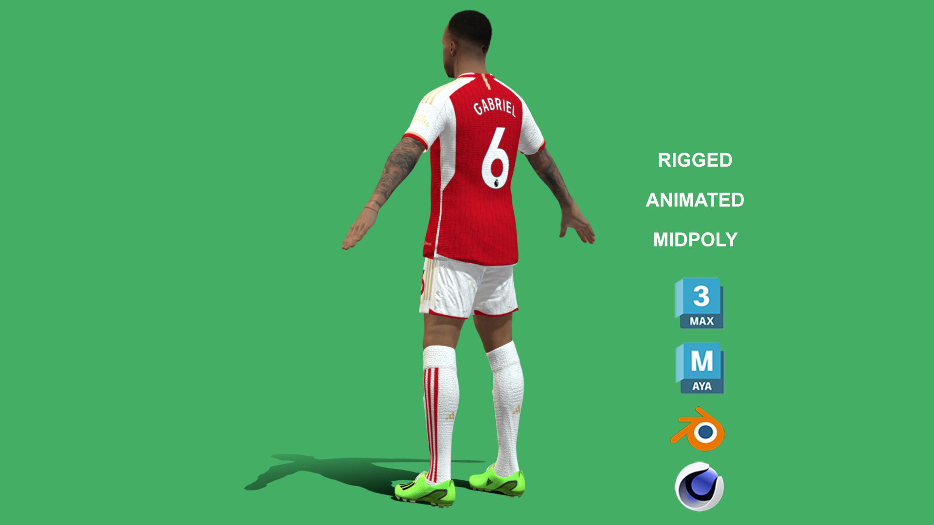 3D Rigged Gabriel Magalhaes EPL 2024 3D model_10