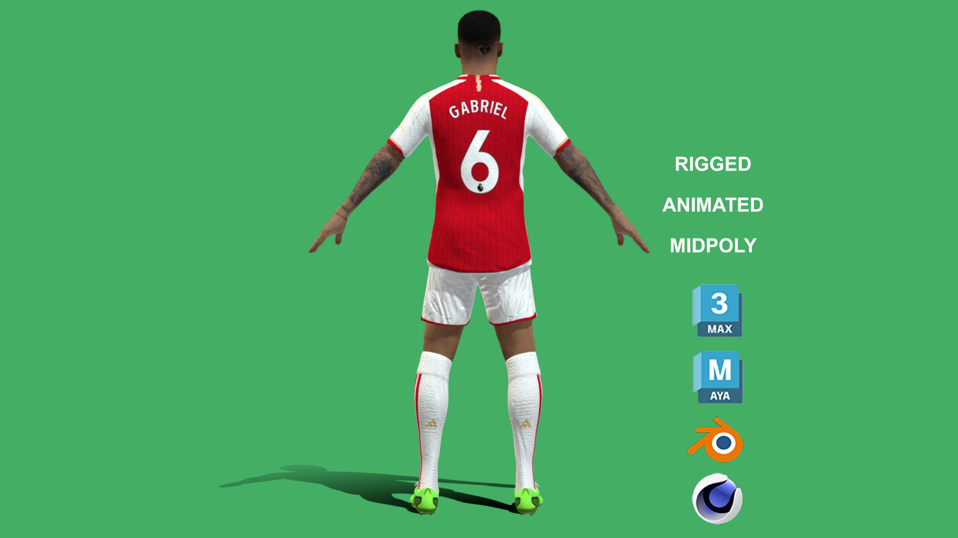 3D Rigged Gabriel Magalhaes EPL 2024 3D model_9