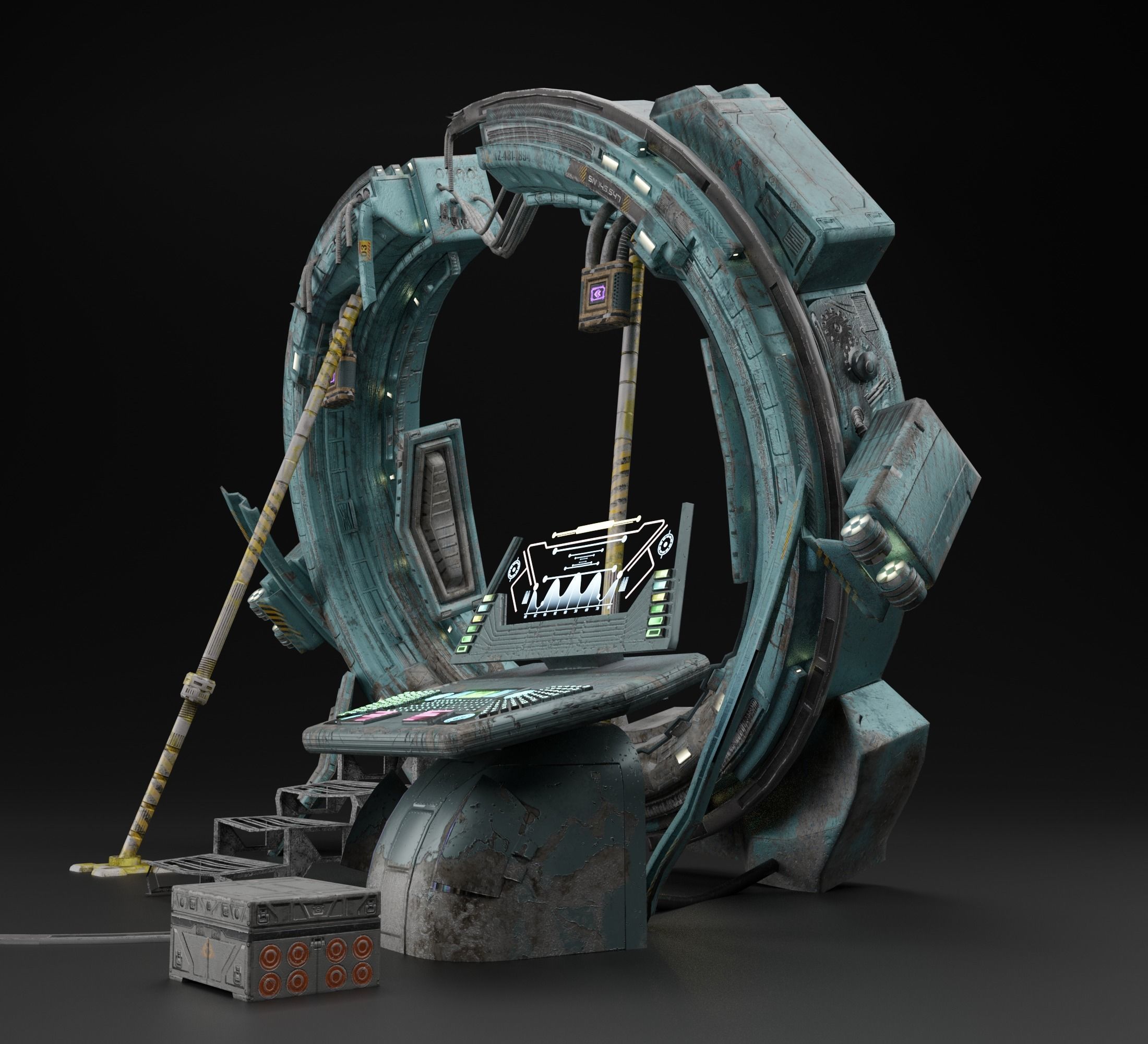 Sci-fi portal Low-poly 3D model_5