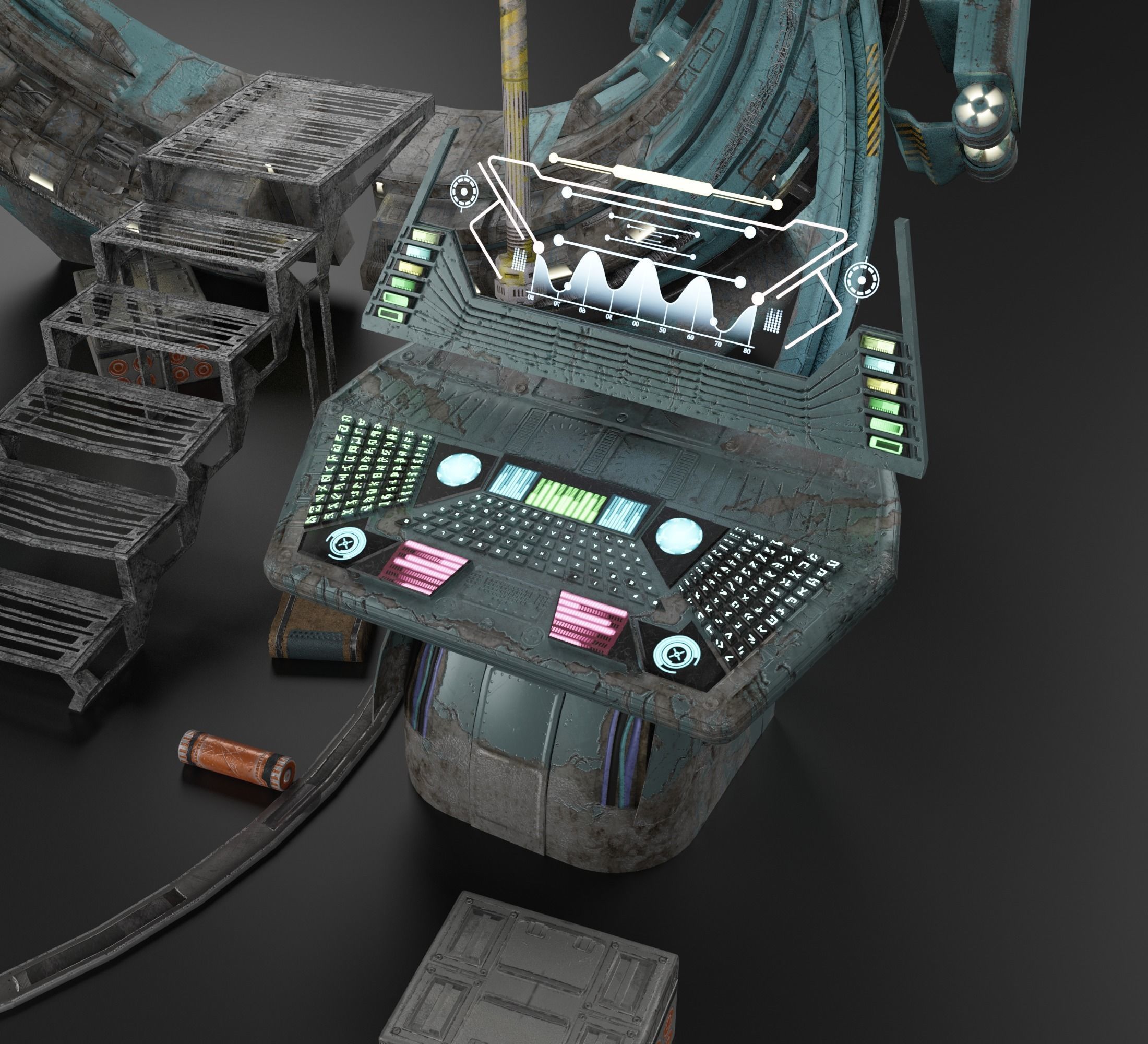 Sci-fi portal Low-poly 3D model_2