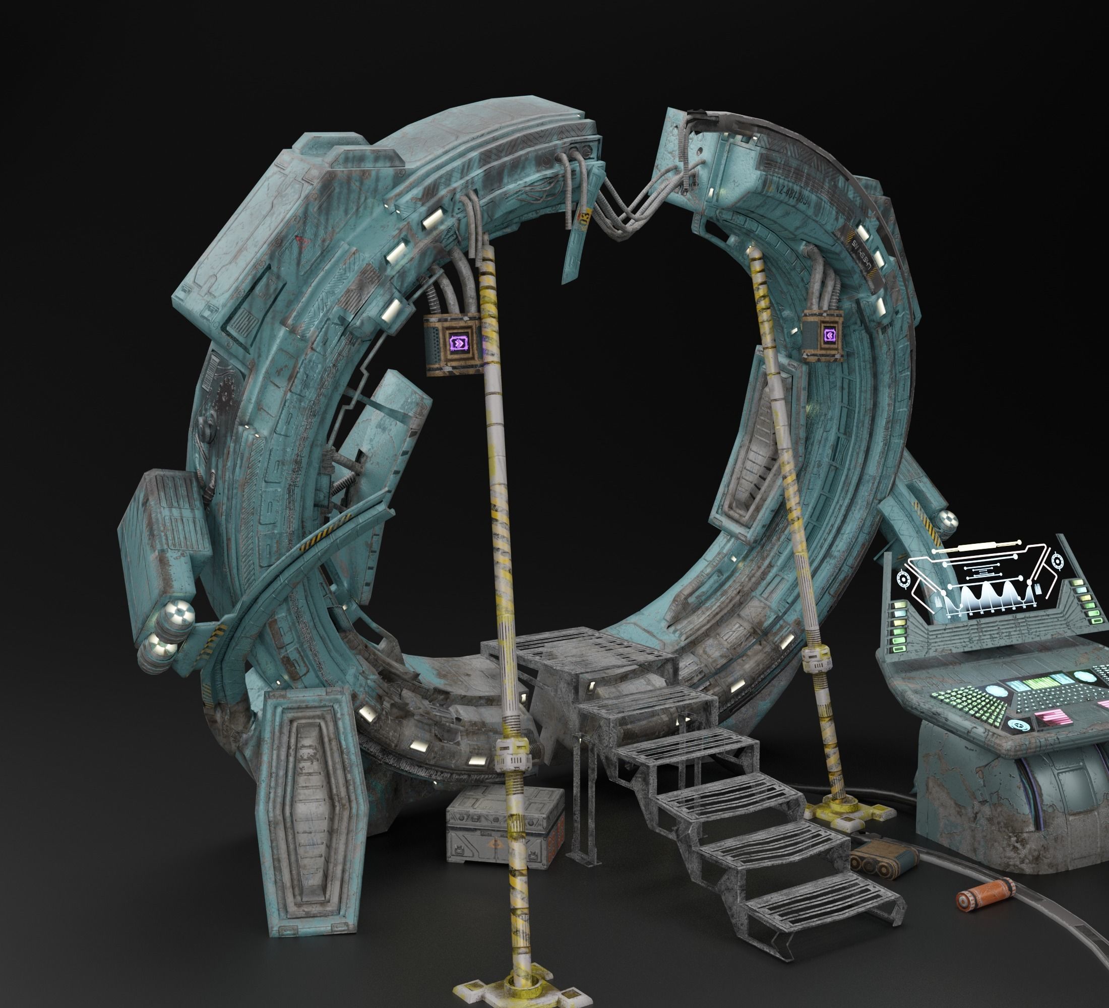 Sci-fi portal Low-poly 3D model_3