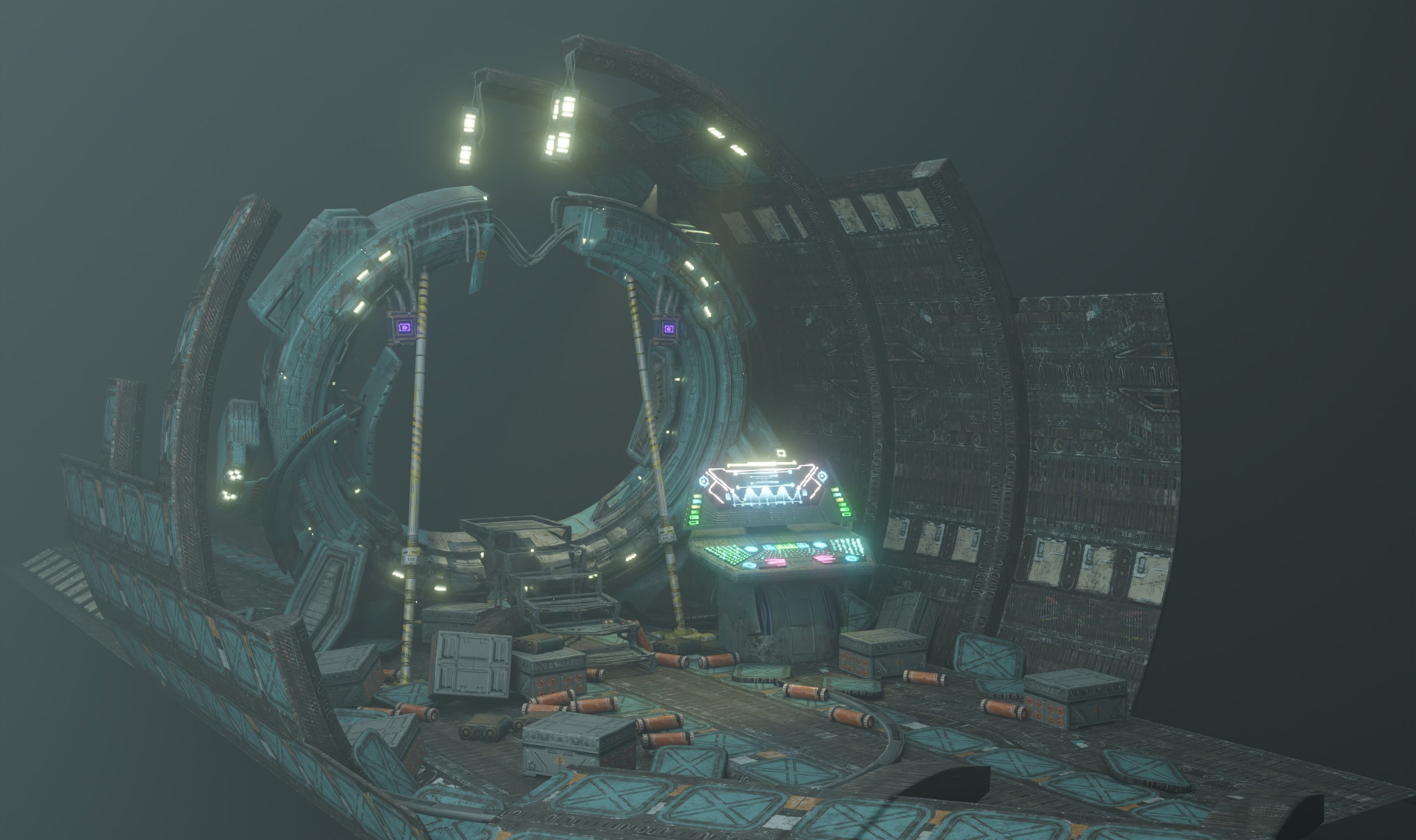 Sci-fi portal Low-poly 3D model_14