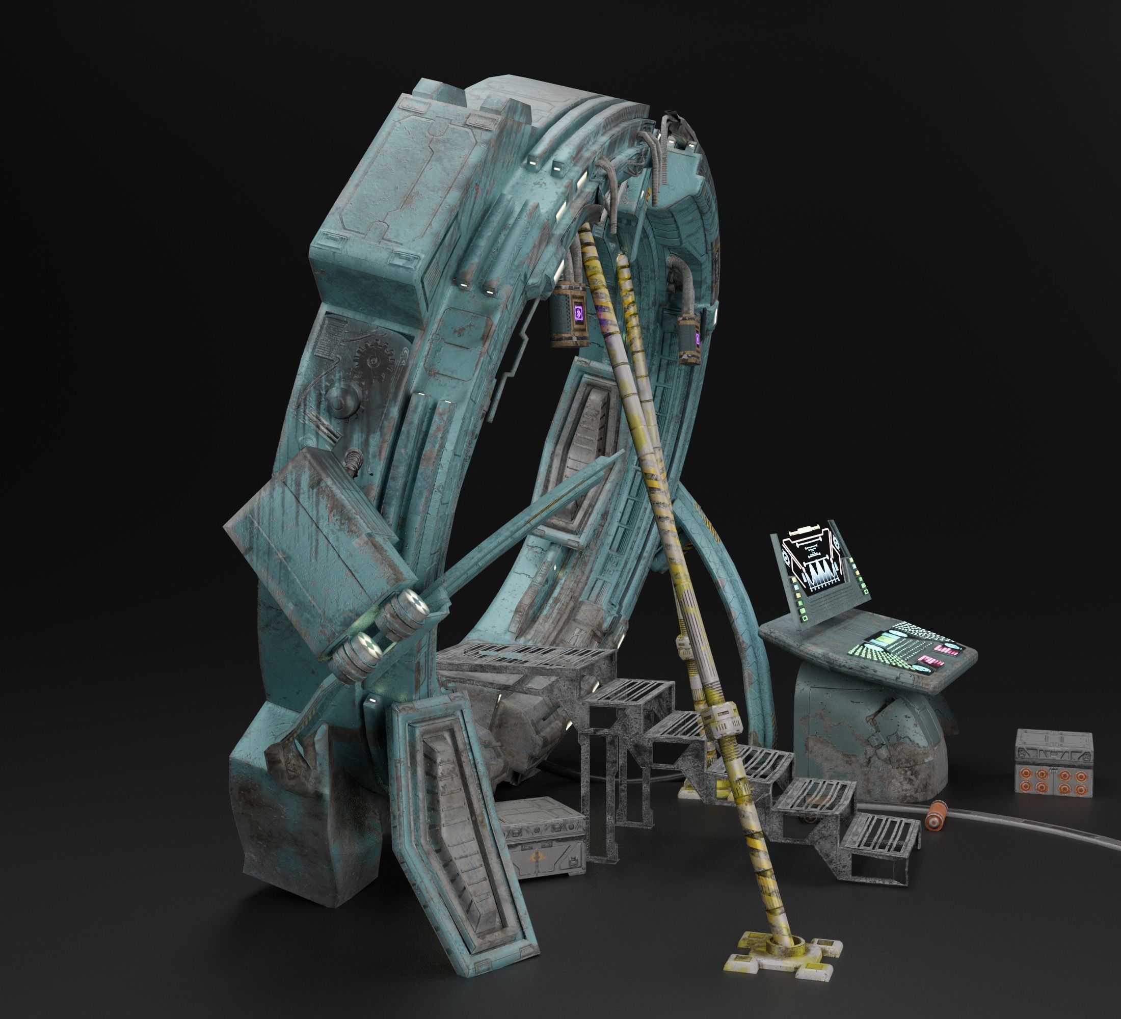 Sci-fi portal Low-poly 3D model_4