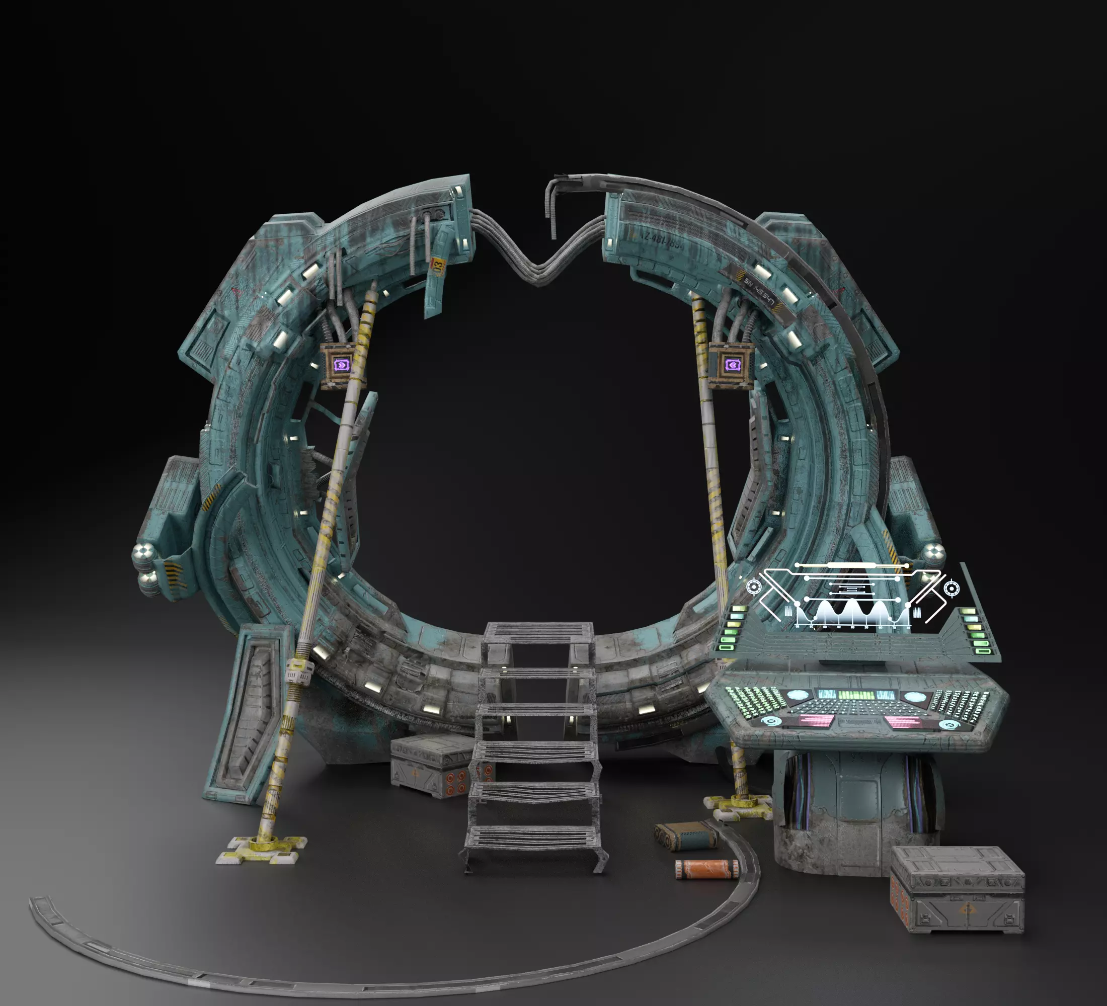 Sci-fi portal Low-poly 3D model_0