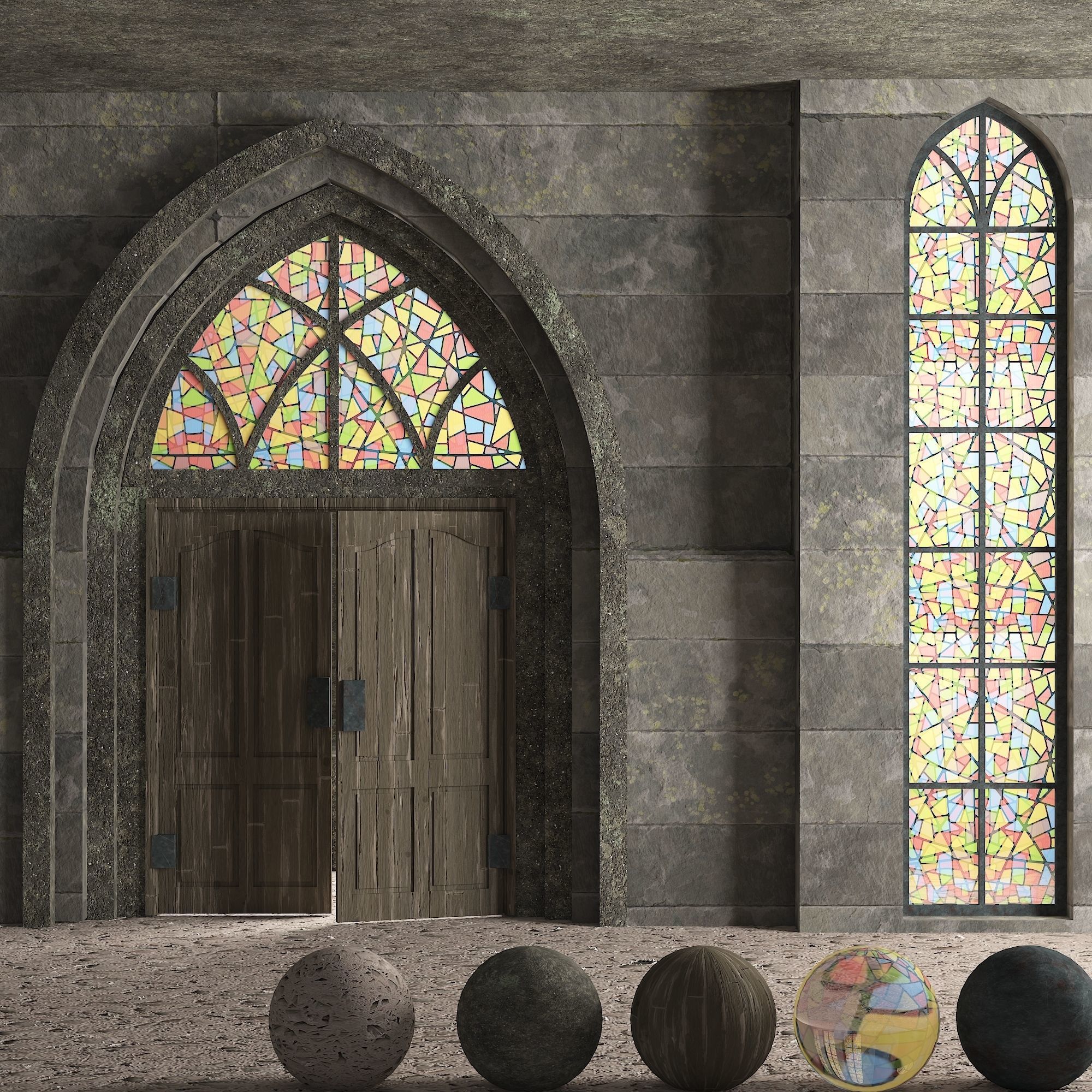 Medieval Door Low-poly 3D model_1