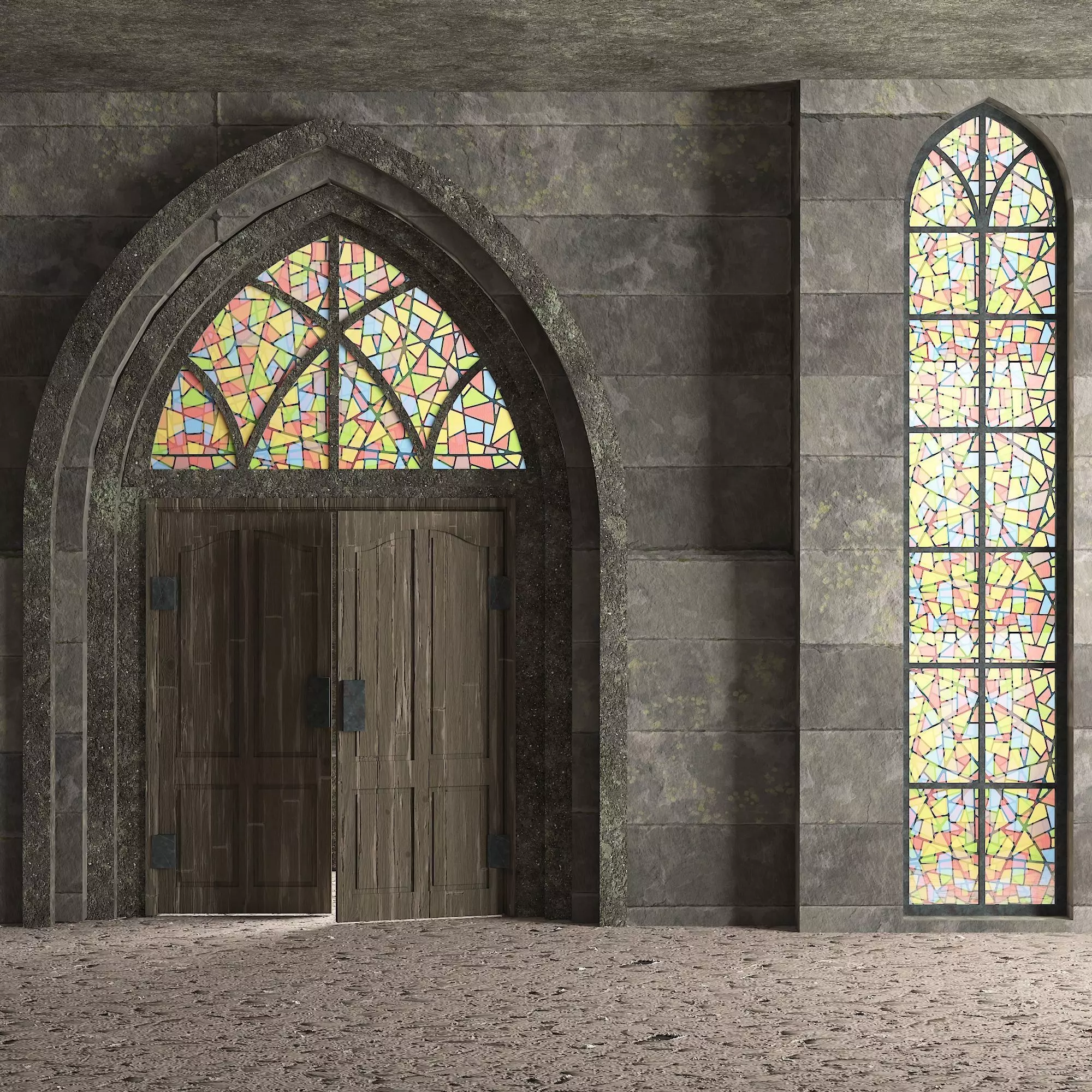 Medieval Door Low-poly 3D model_0
