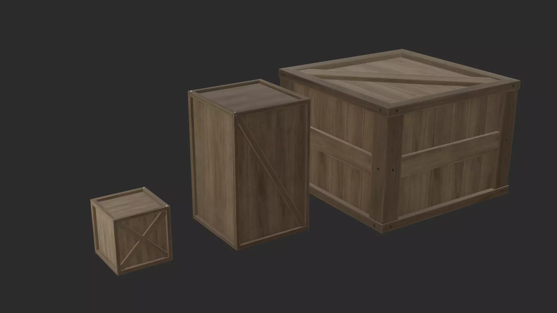 Wooden Boxes Low-poly 3D model_0