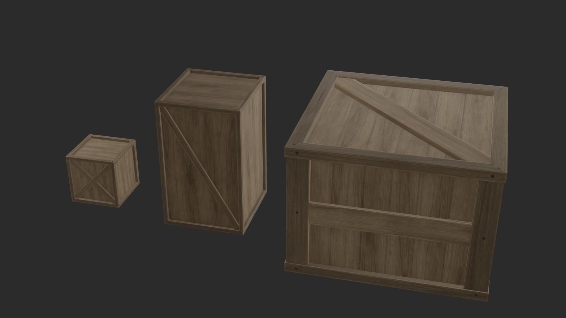 Wooden Boxes Low-poly 3D model_1