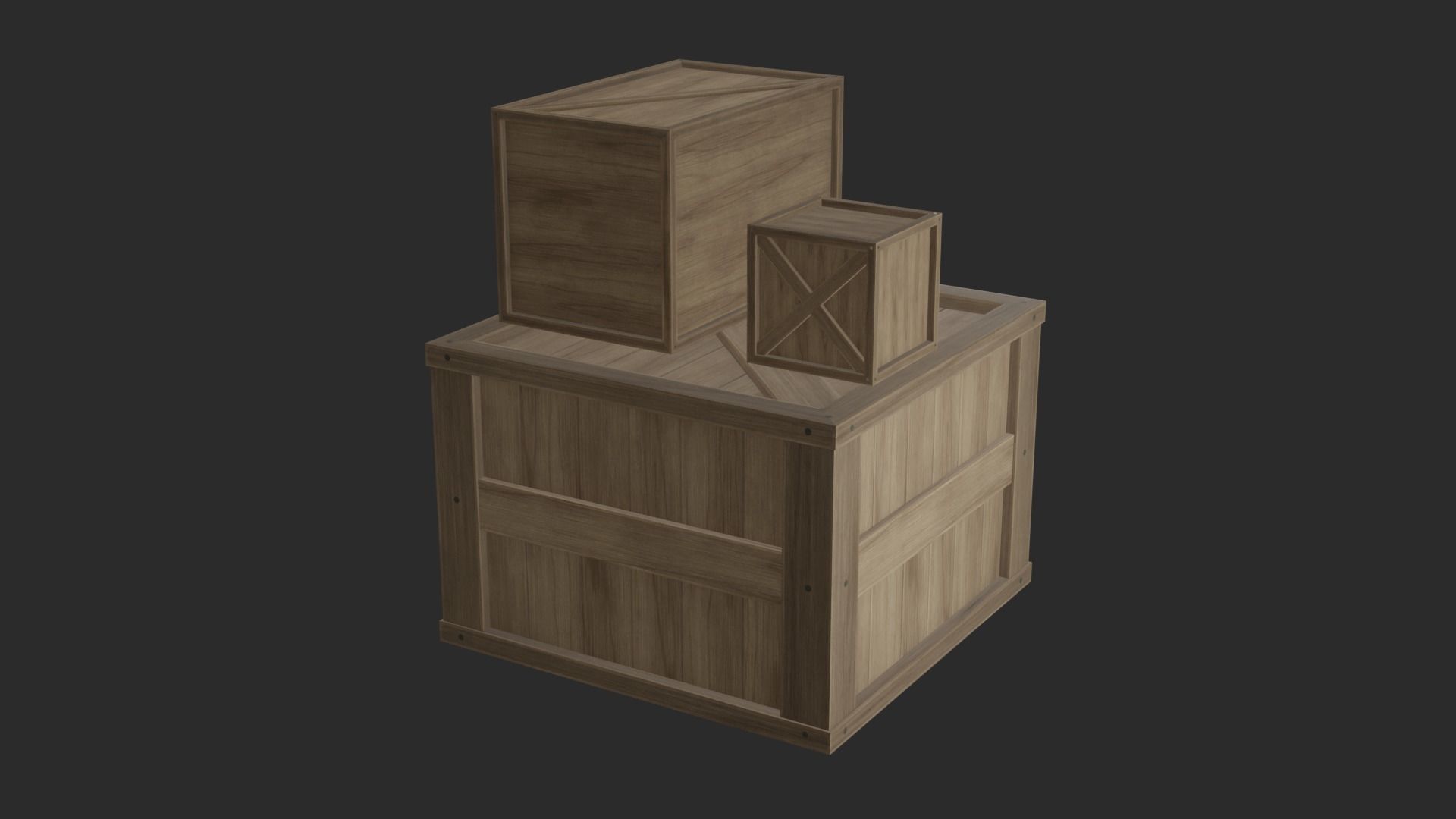 Wooden Boxes Low-poly 3D model_5