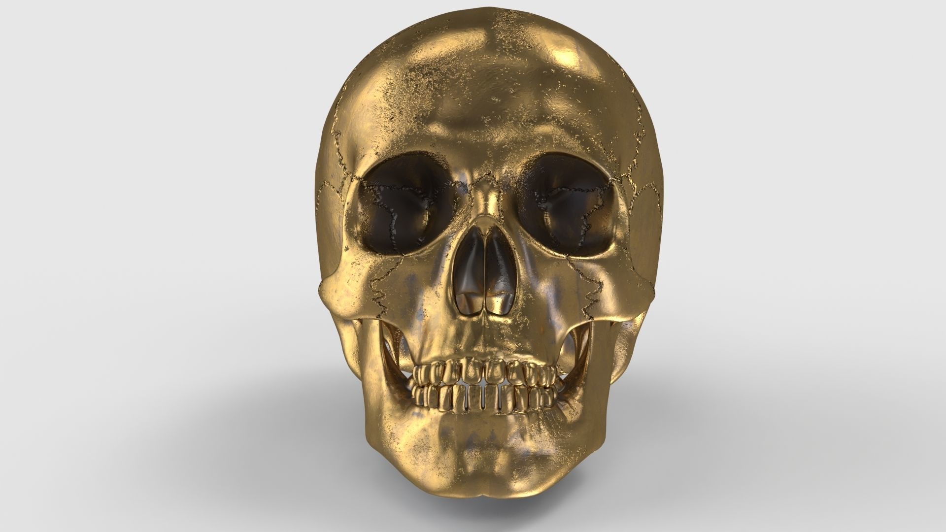 Golden Skull Low-poly 3D model_10