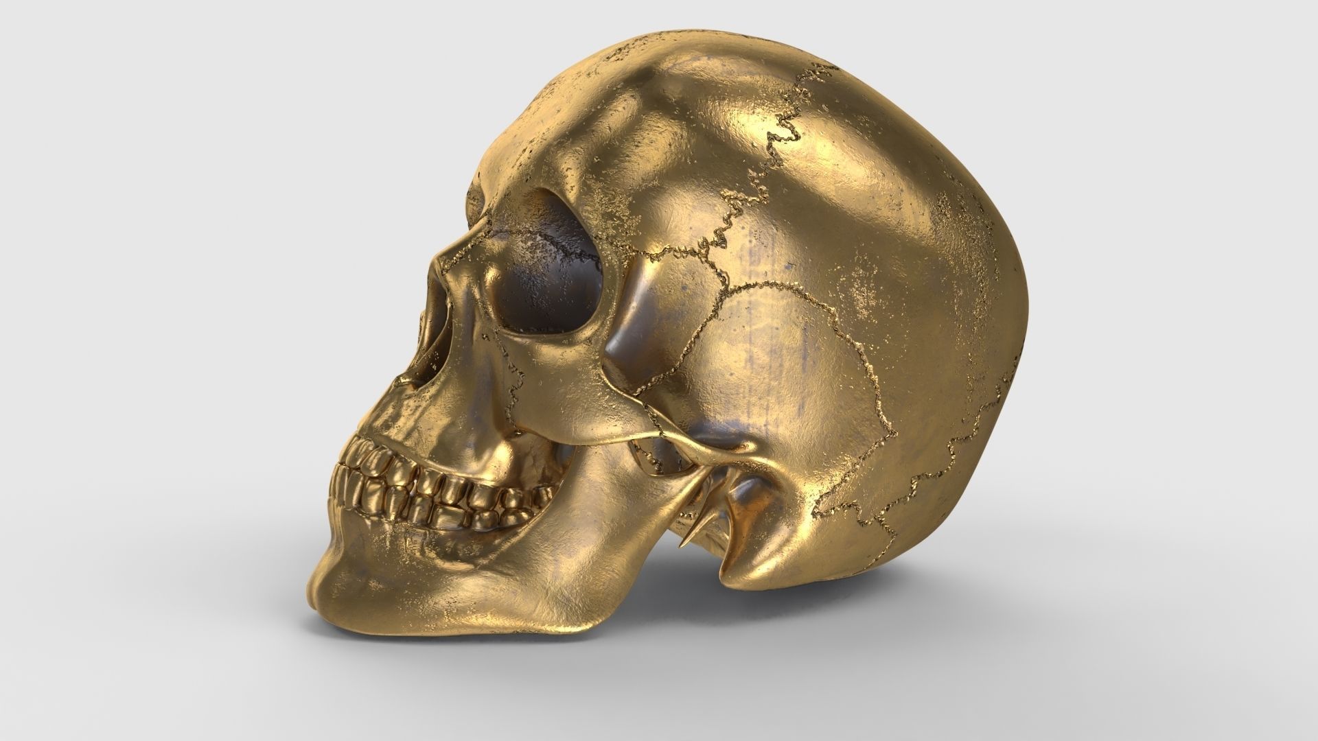 Golden Skull Low-poly 3D model_1