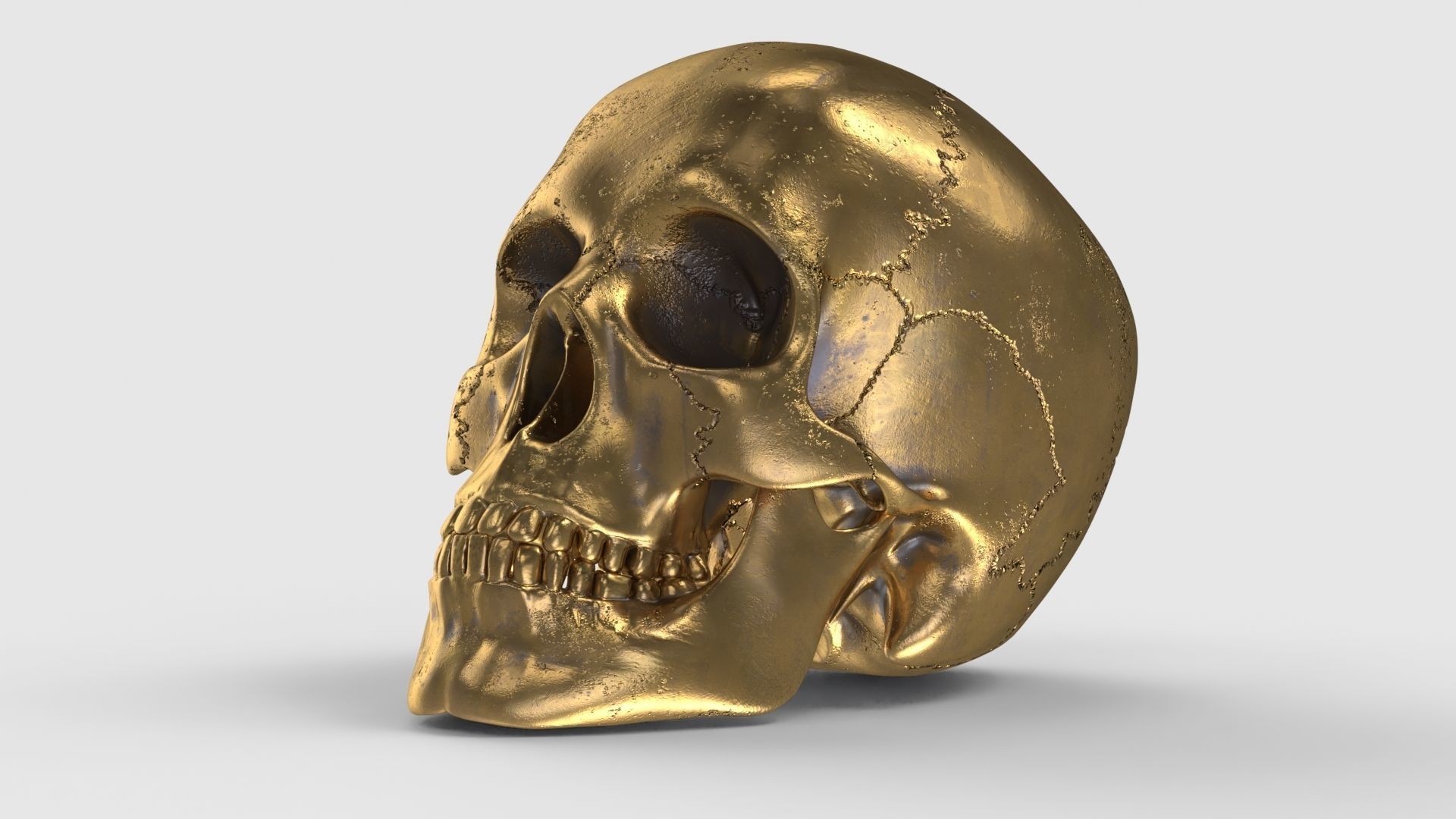 Golden Skull Low-poly 3D model_13