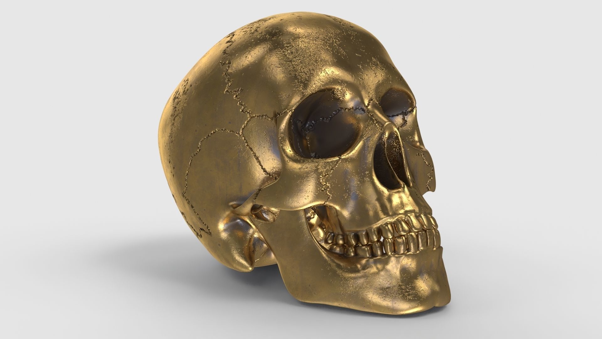 Golden Skull Low-poly 3D model_4