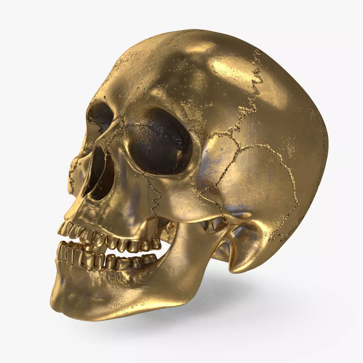 Golden Skull Low-poly 3D model_0
