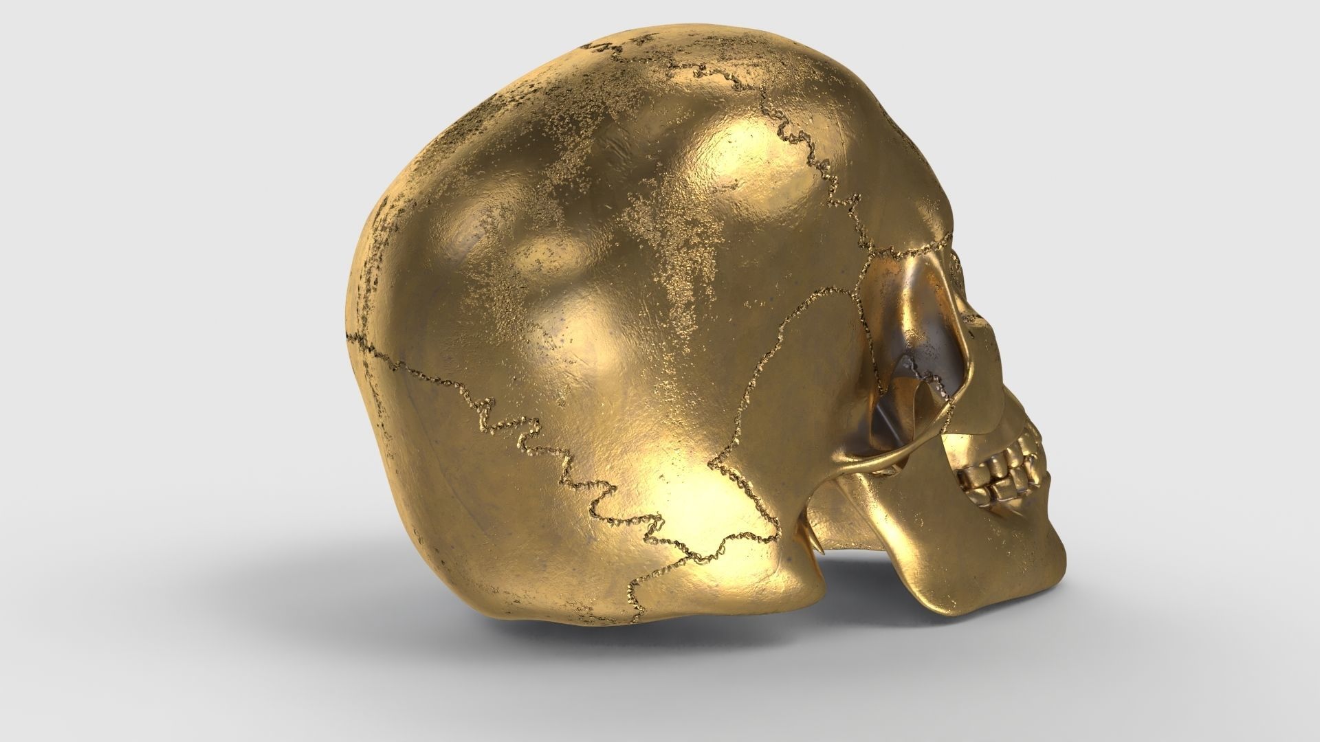 Golden Skull Low-poly 3D model_5