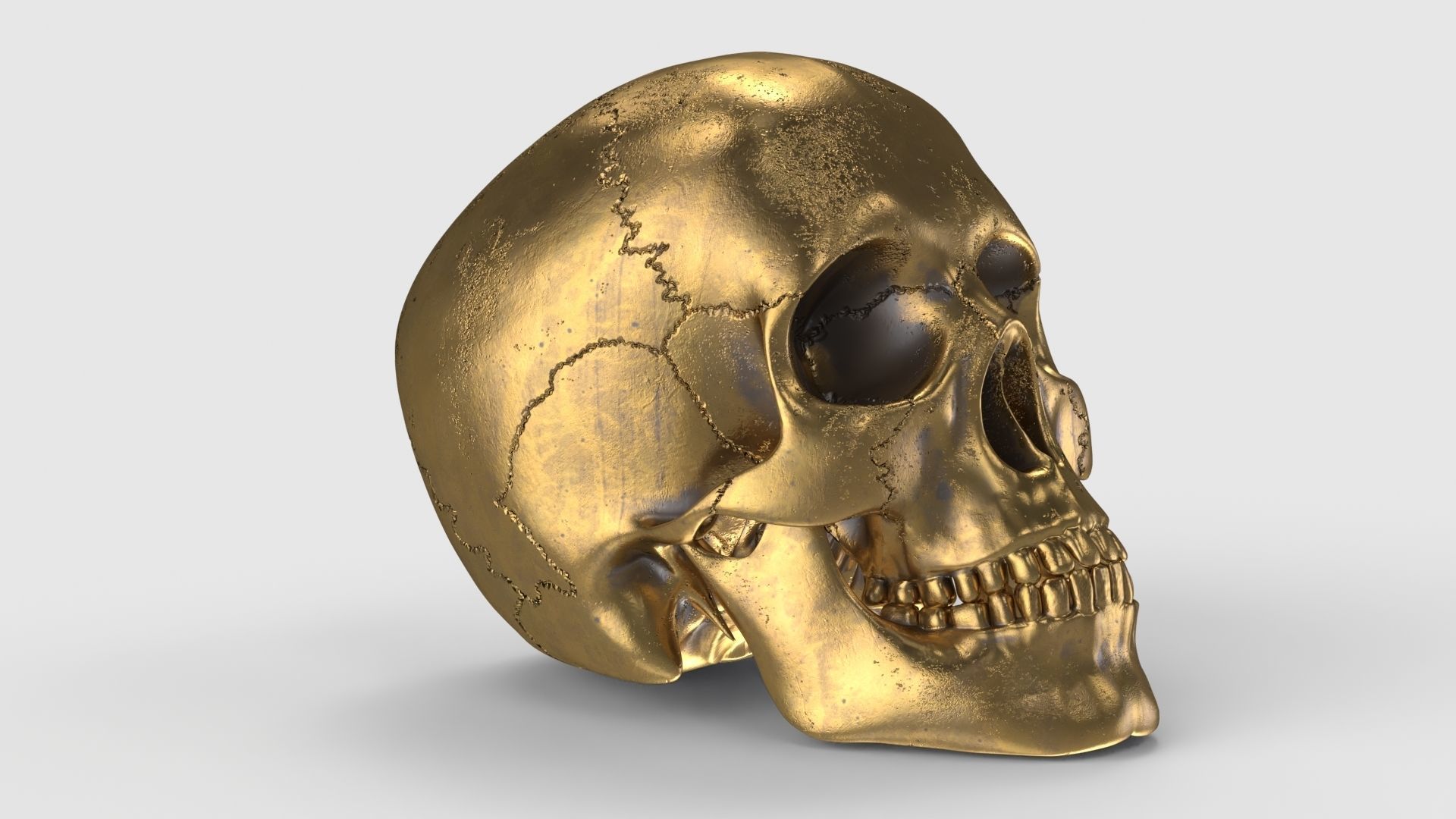 Golden Skull Low-poly 3D model_11