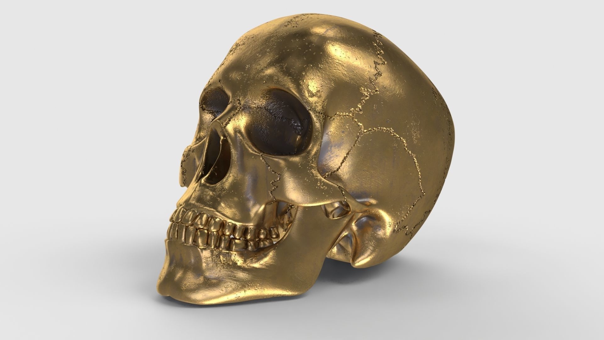 Golden Skull Low-poly 3D model_2