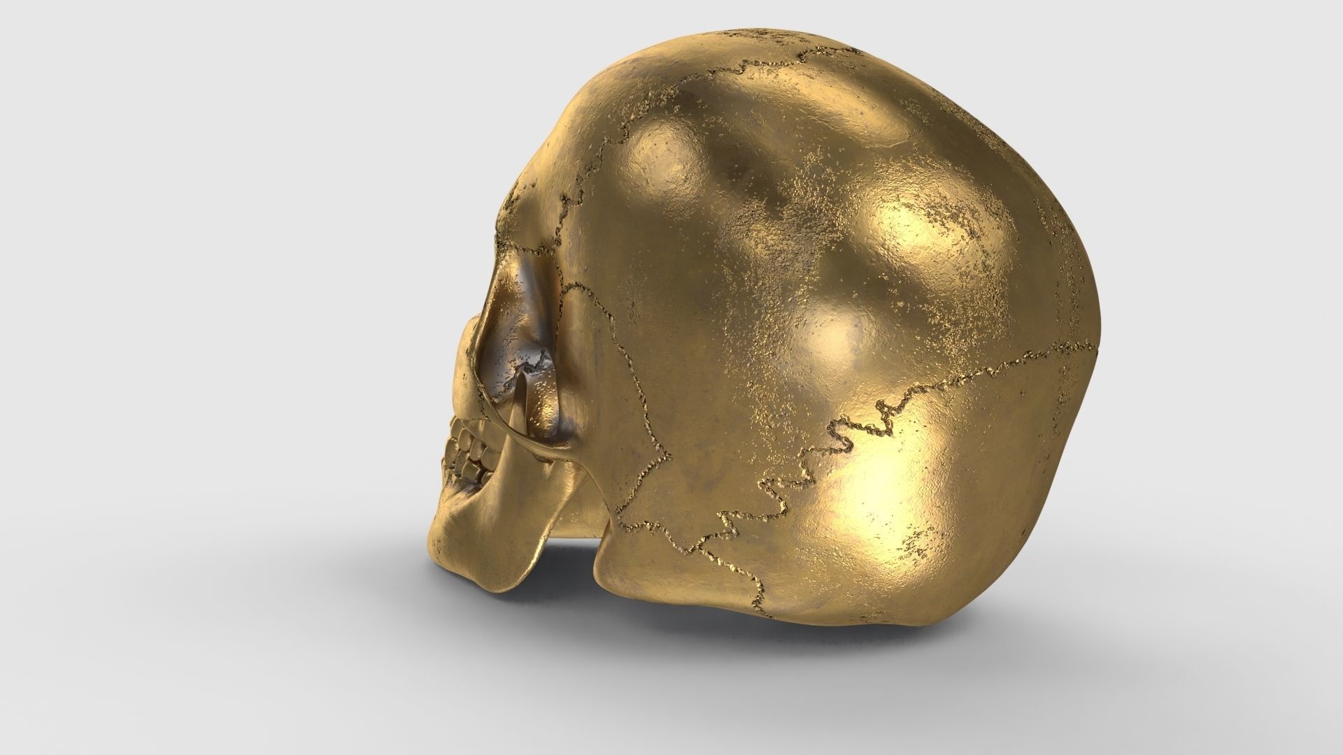 Golden Skull Low-poly 3D model_7