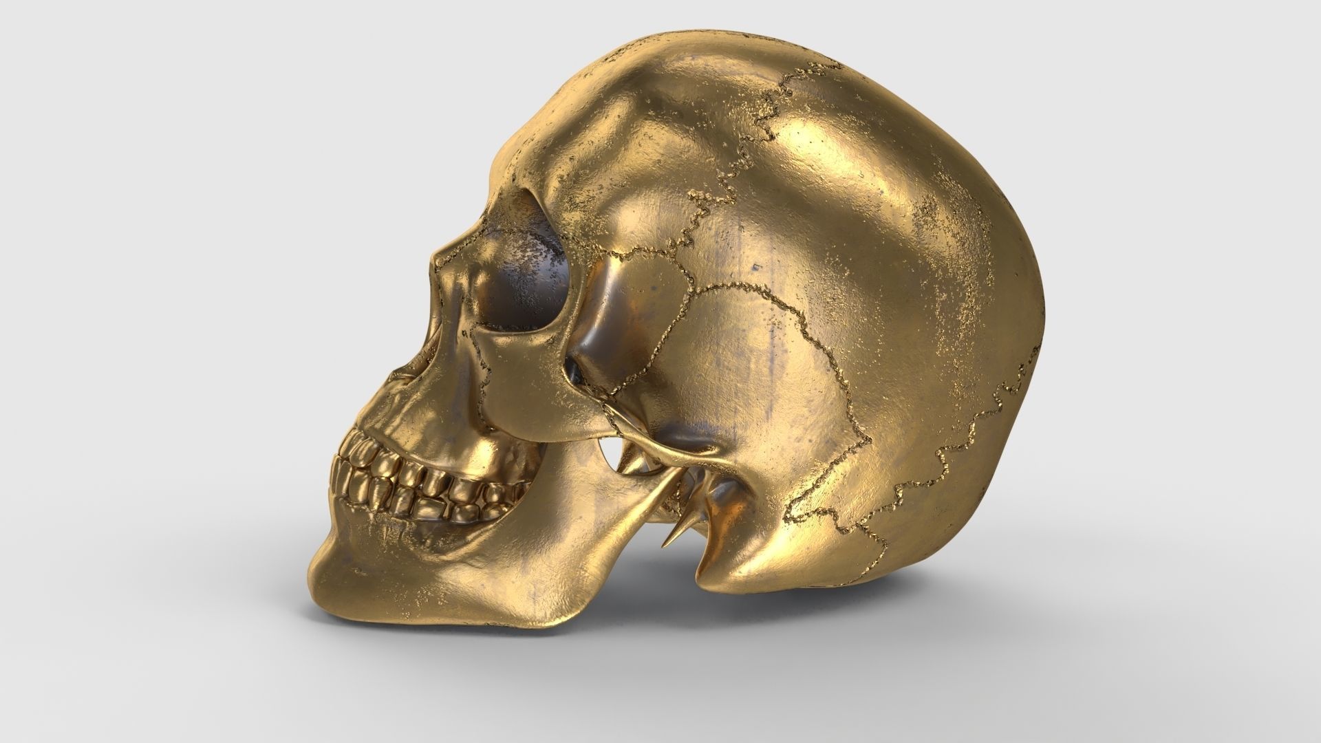 Golden Skull Low-poly 3D model_8