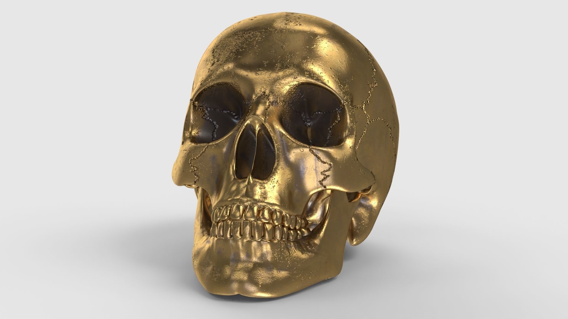 Golden Skull Low-poly 3D model_3