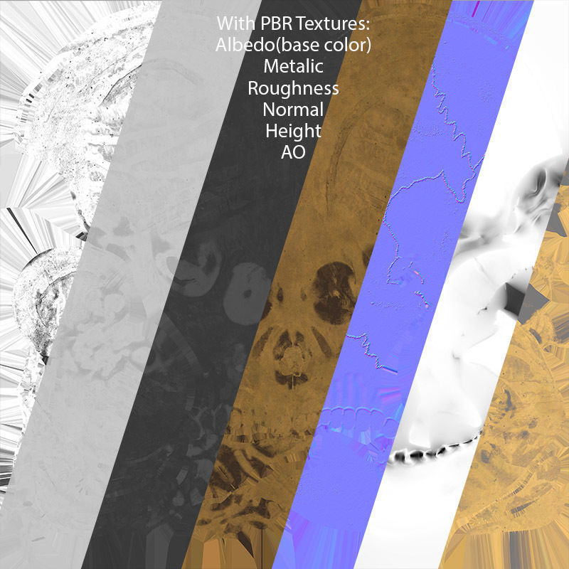 Golden Skull Low-poly 3D model_14